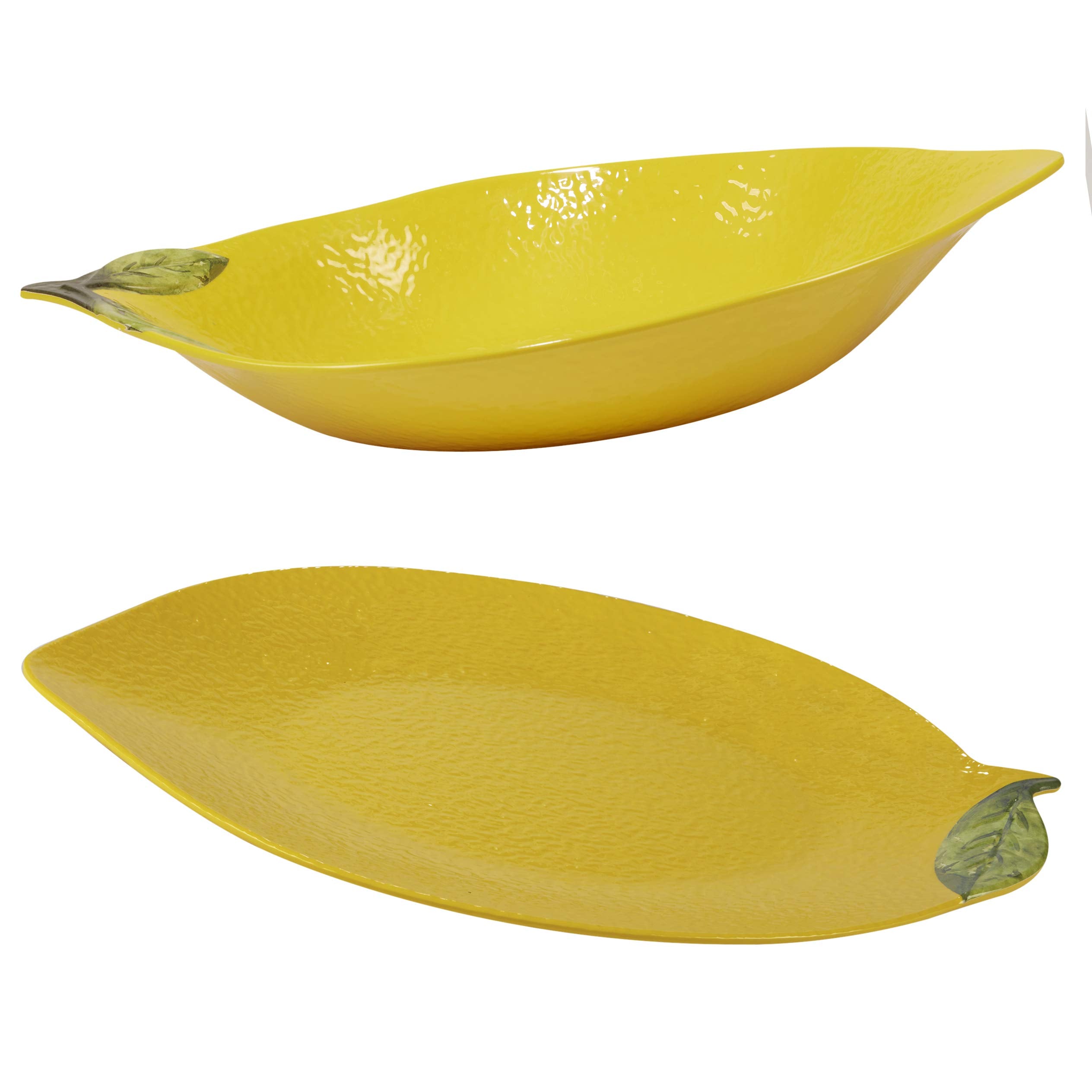 Certified International Zest 3-D Lemon 2 Pc Melamine Hostess Serving Set, Multicolor