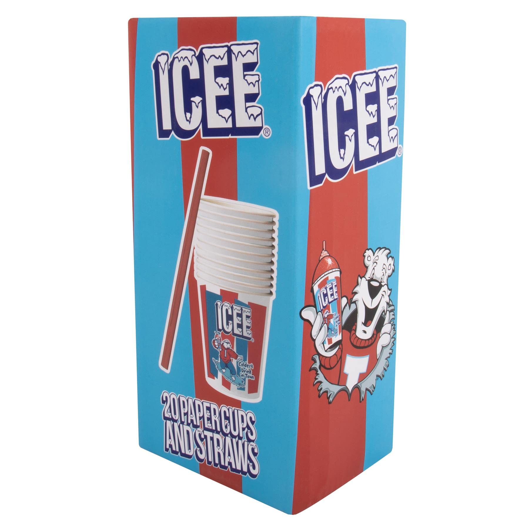 Officially Licensed Icee Slushie Cups & Straws Pack - 20 Cups & 20 Straws