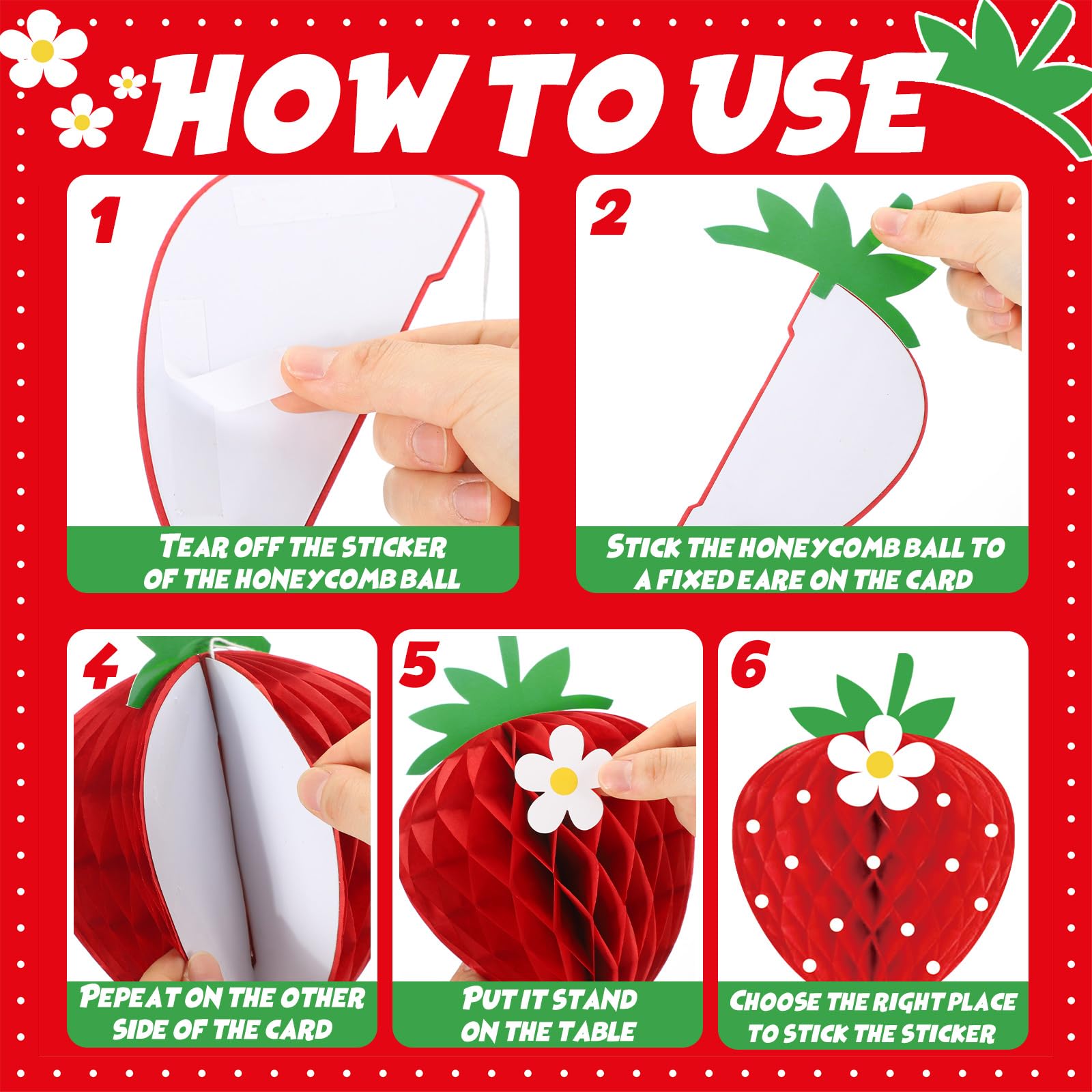 Willbond 9 Pcs Strawberry Honeycomb Balls Strawberry Birthday Party Supplies Favors Strawberry Table Centerpieces Tissue Paper H