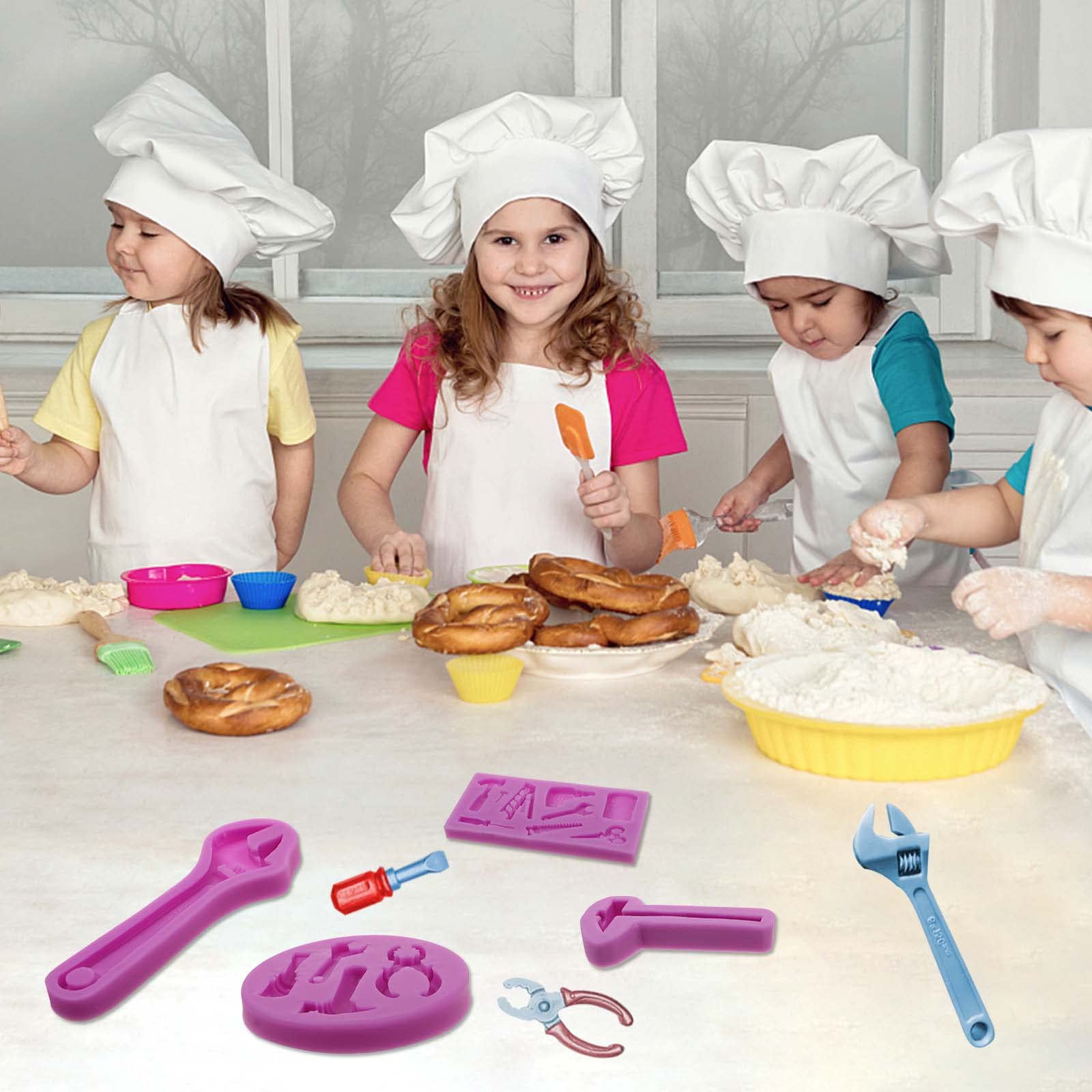 Hand Tools Silicone Molds, Construction Tools Wrench Fondant Molds, Hammer Ladder Pliers Chocolate Baking Molds For Cake Decorat