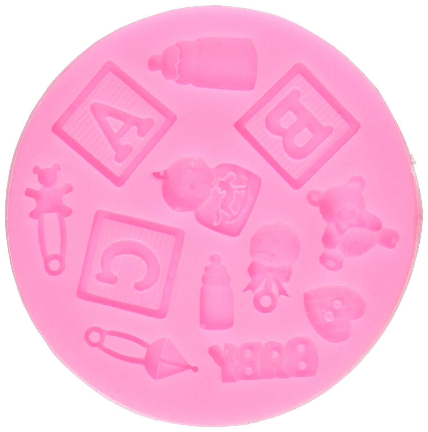 Longzang Baby Shower Fondant Silicone Candy Molds Cake Decorating Tools, Small, Pink