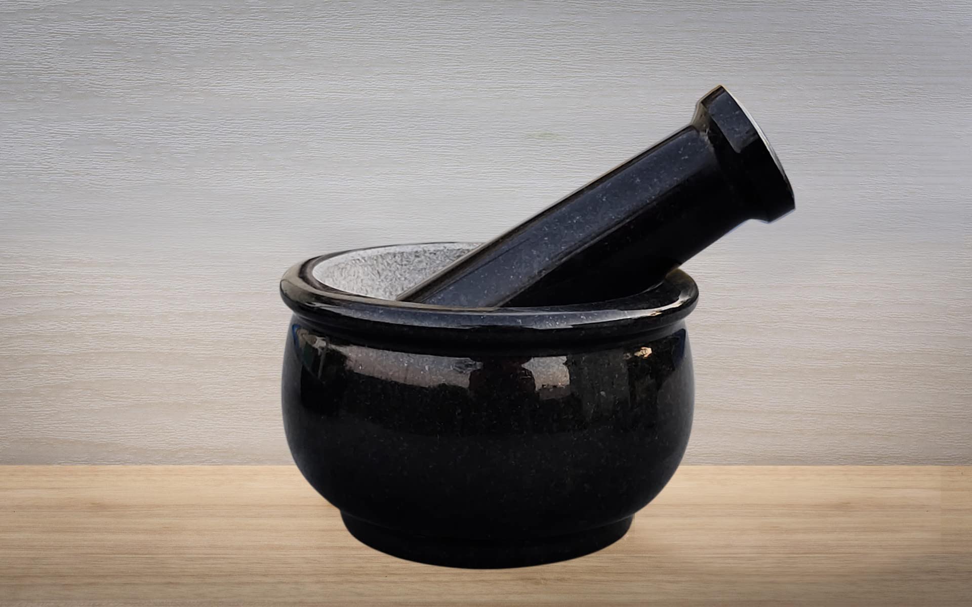 Ezahk Pure Granite Stone Mortar And Pestle Set (5 Inch), Okhli Masher, Khalbatta, Ural, Kharal, Mixer, Natural Grinder, Musal, D