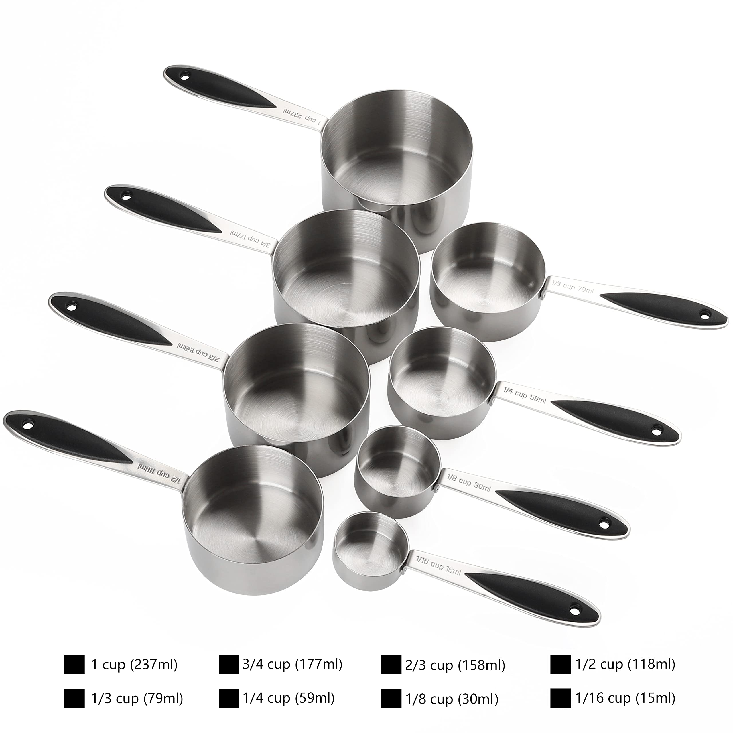 Measuring Cups And Spoons Set Stainless Steel Includes 8 Heavy Duty Measuring Cups 8 Double Sided Magnetic Measuring Spoons And