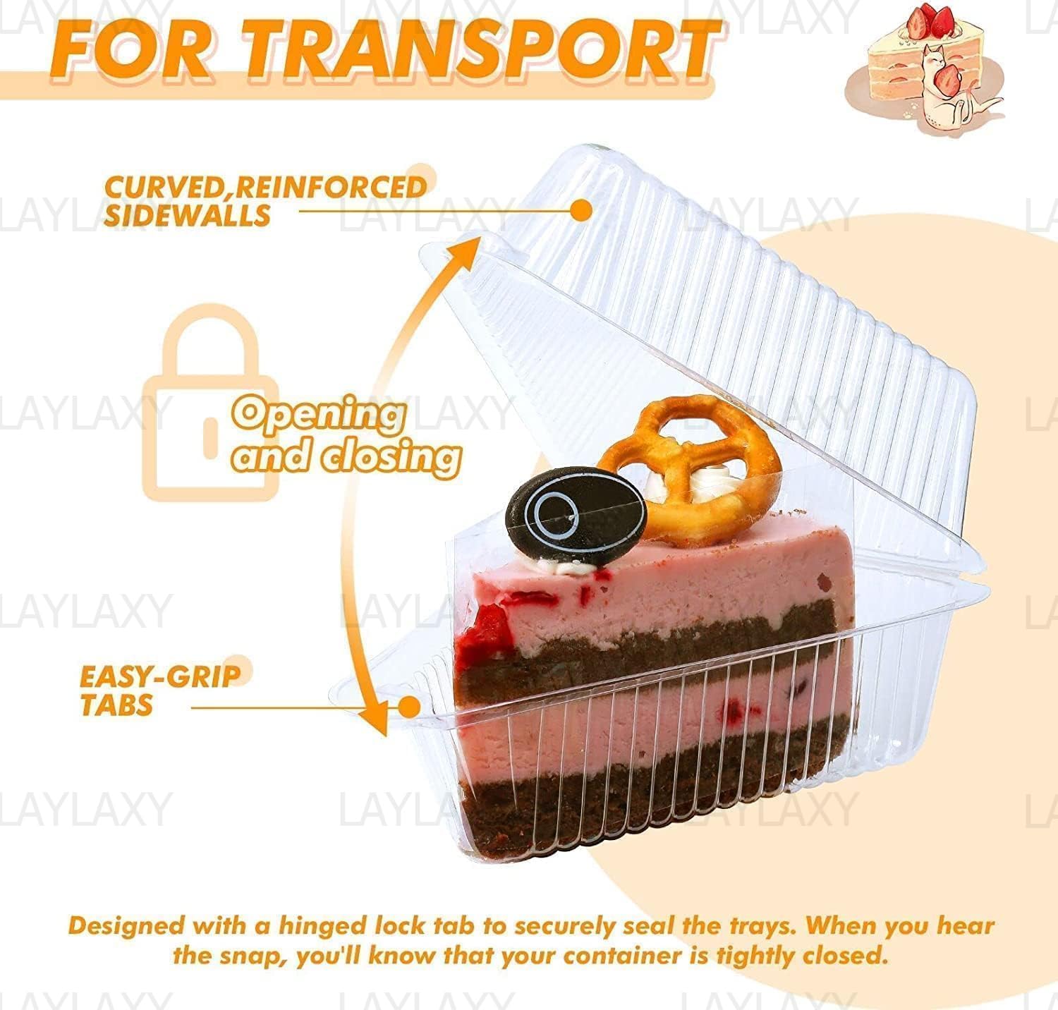 50 Pcs Cake Slice Containers With Lid, Clear Plastic Individual Carrier Transparent Disposable Triangle Boxes For Cheesecake, Fl