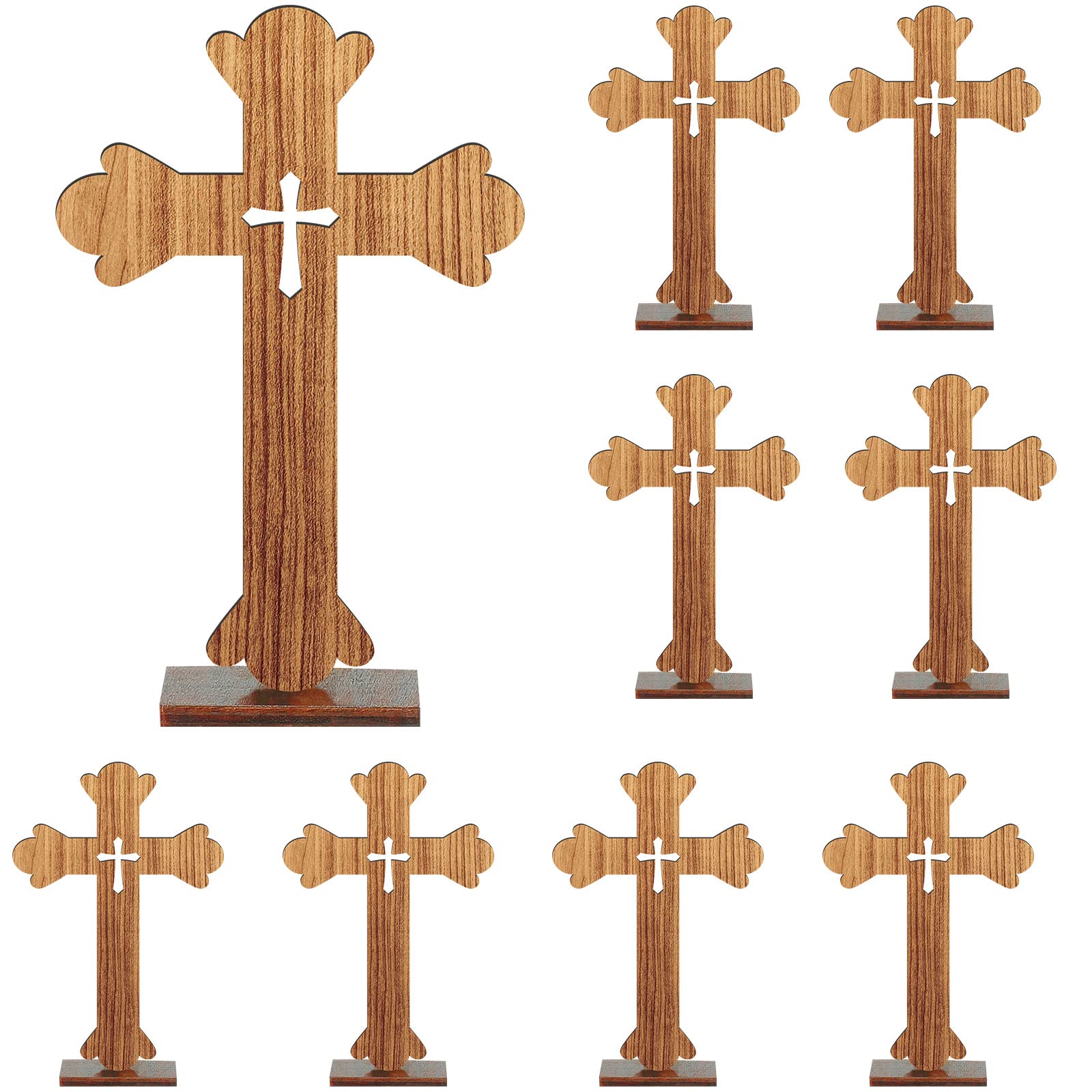 Amyhill 10 Pcs Wooden Crosses Baptism Centerpieces Easter for Tables First Communion Decorations Rustic Wood Cross for Crafts wi