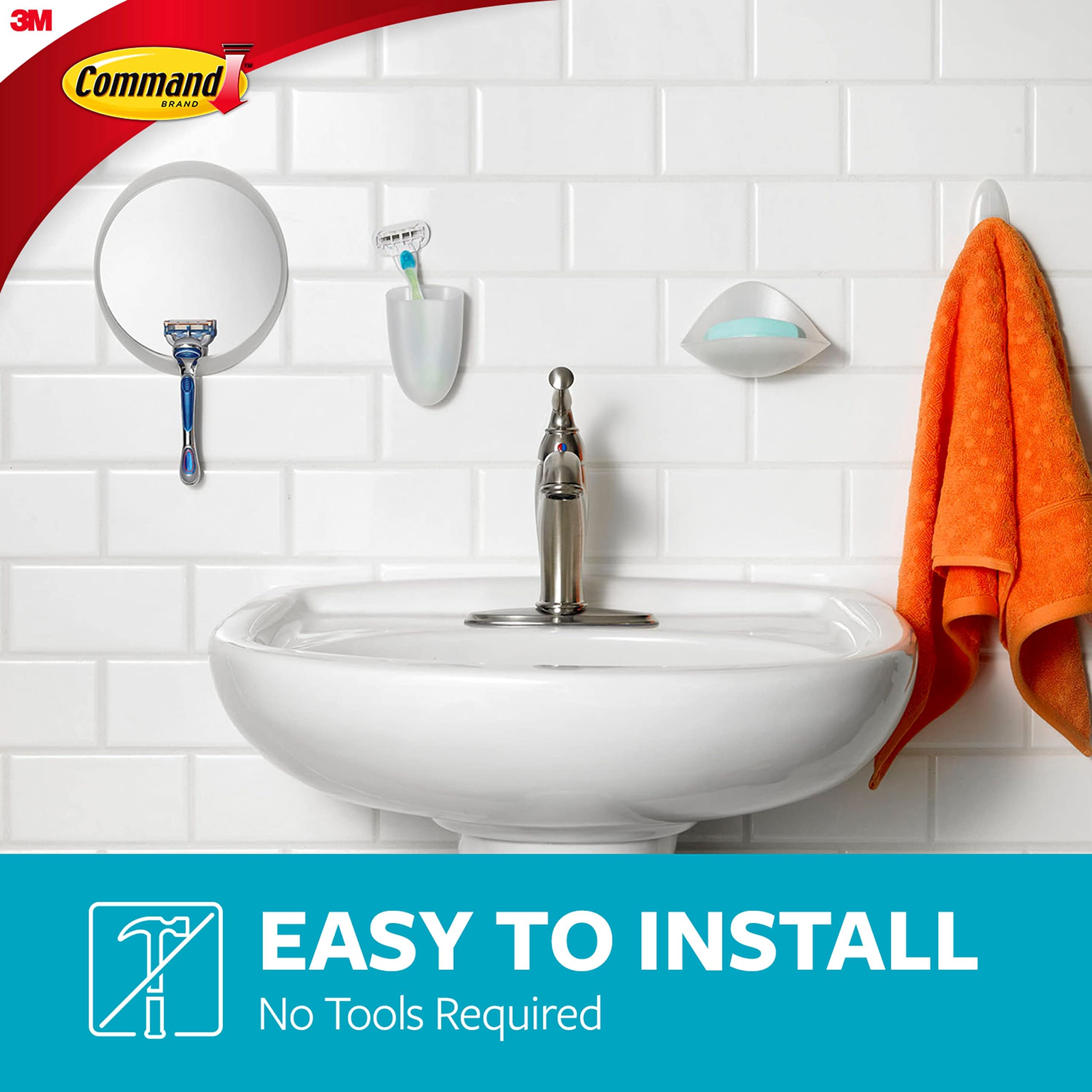 Command Bath Soap Dish With Water-Resistant Adhesive, 2 Lb Capacity, 1 Dish, 2 Strips, Bath14-Es