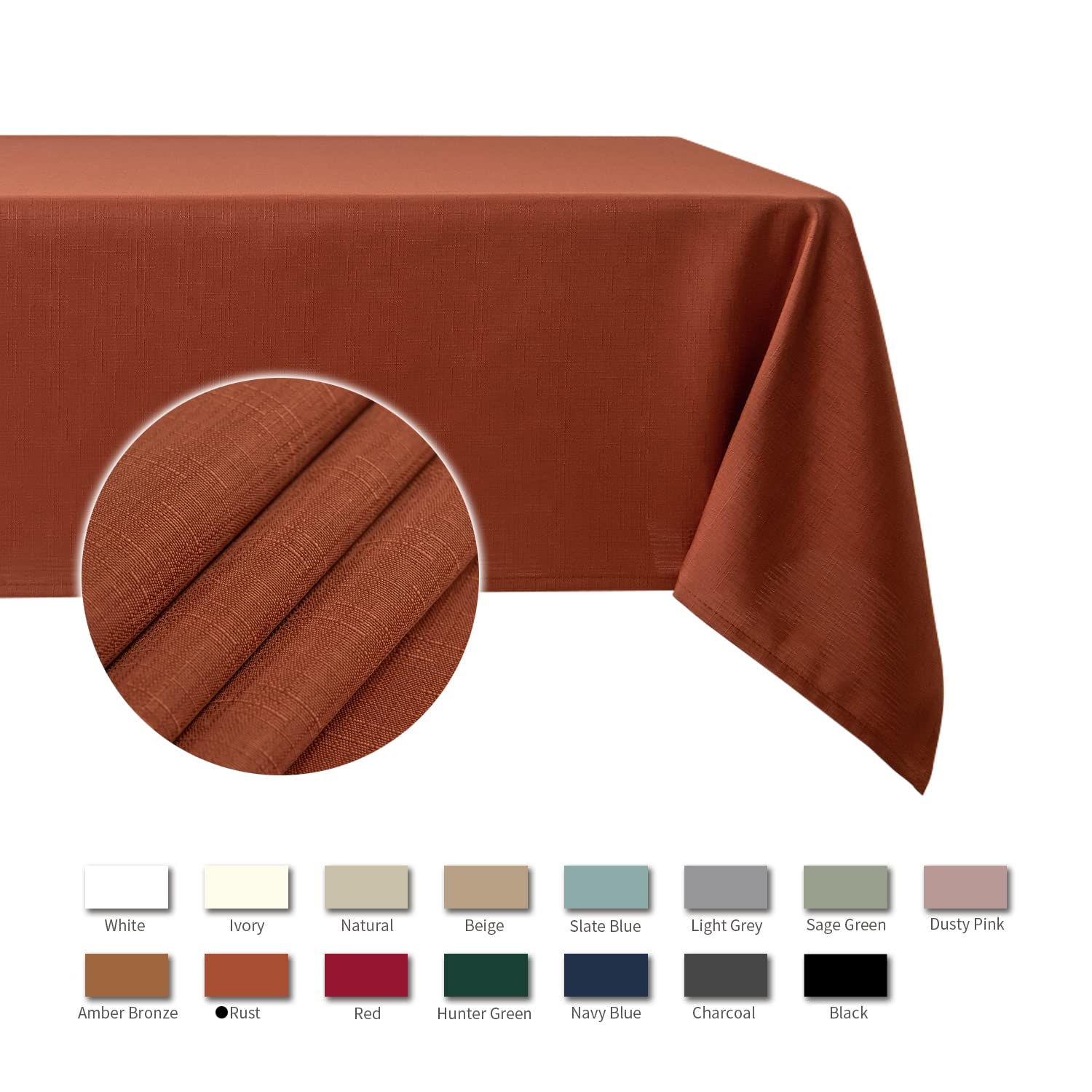 Maxmill Slubby Textured Rectangular Tablecloth Water Resistance Antiwrinkle Spillproof Soft Fall Table Cloth For Dining Room, Th