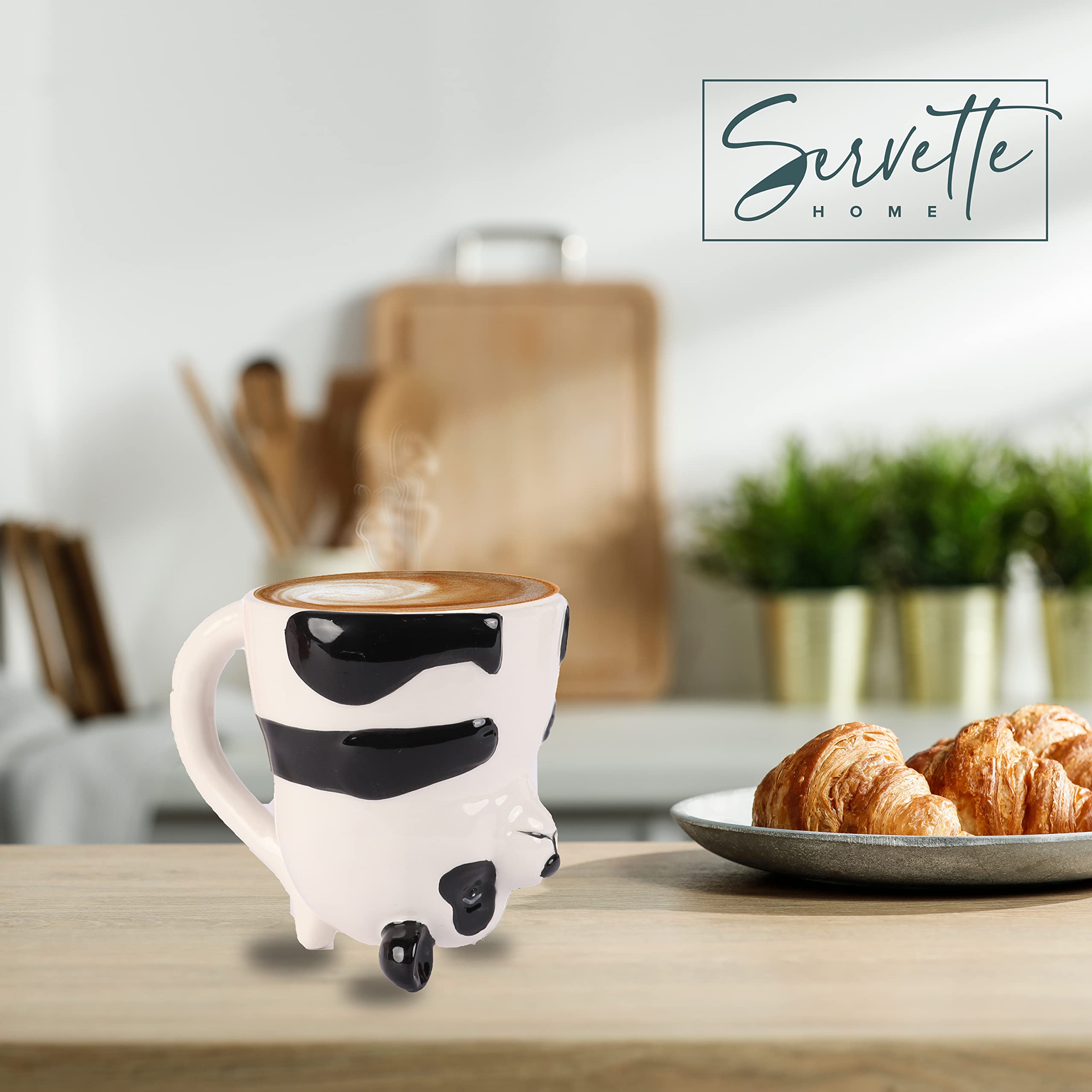 Servette Home Panda Mug 10 oz Ceramic Upside Down Panda Bear Coffee Mug