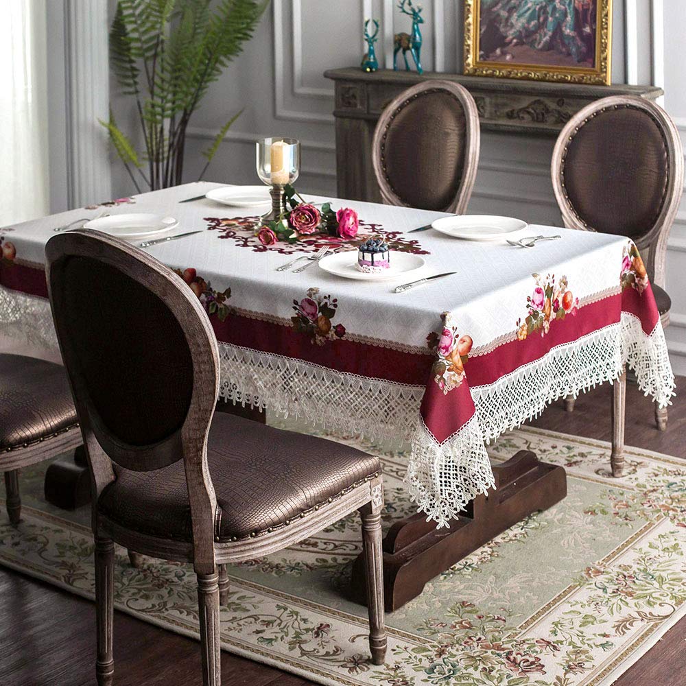 Artable Lace Spring Table Cloth Rectangle Fall Antique Flower Decor Macrame Tablecloth For Outdoor Farmhouse Rustic Kitchen Part