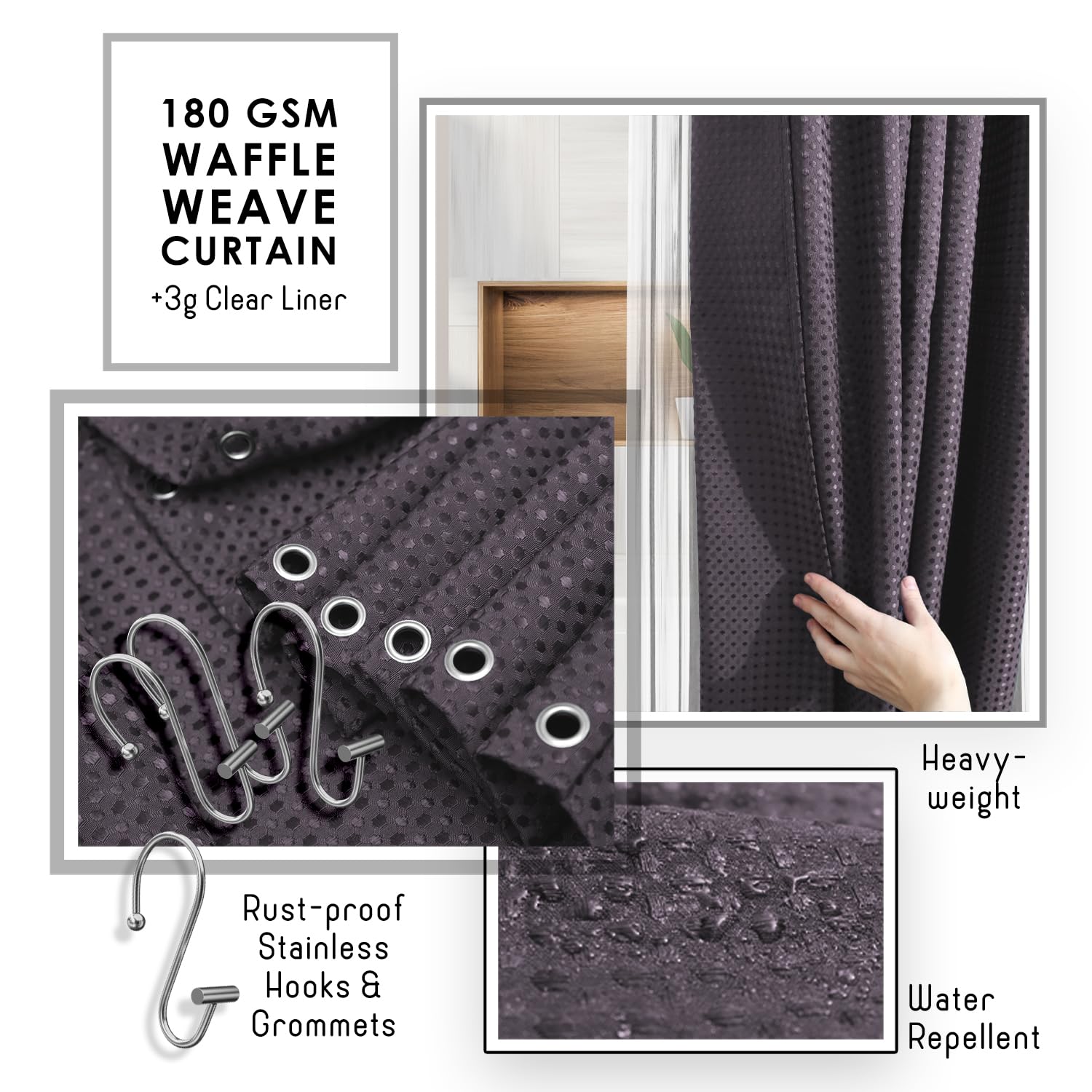 Clara Clark Bathroom Accessories Set - Purple Bathroom Set, Bathroom Sets With Shower Curtain And Rugs, 22Pc Shower Curtain Set