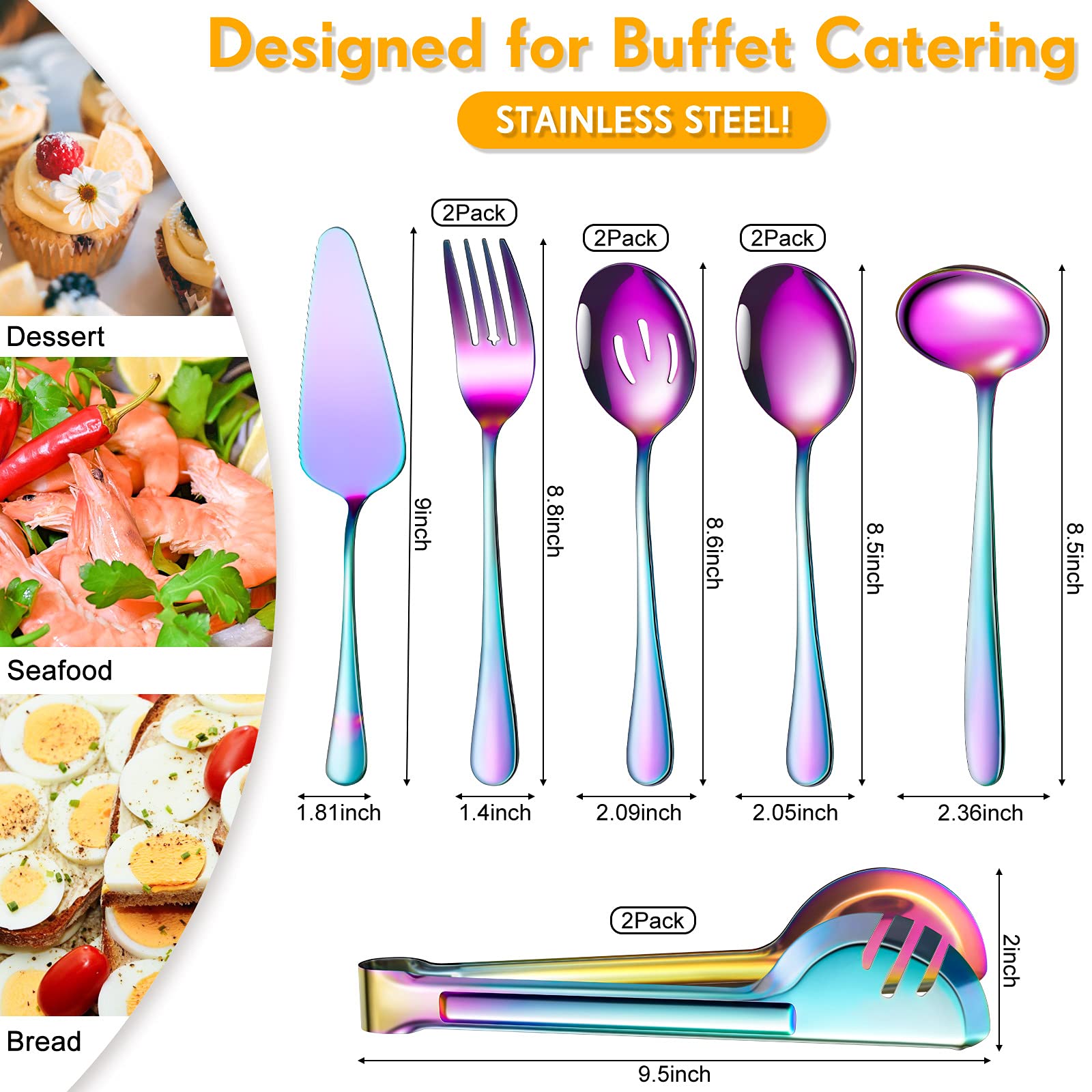 Patelai Serving Utensils Set Include Large Spoons Slotted Spoons Forks Tongs Soup Ladle And Pie Server Buffet Catering For Dishw