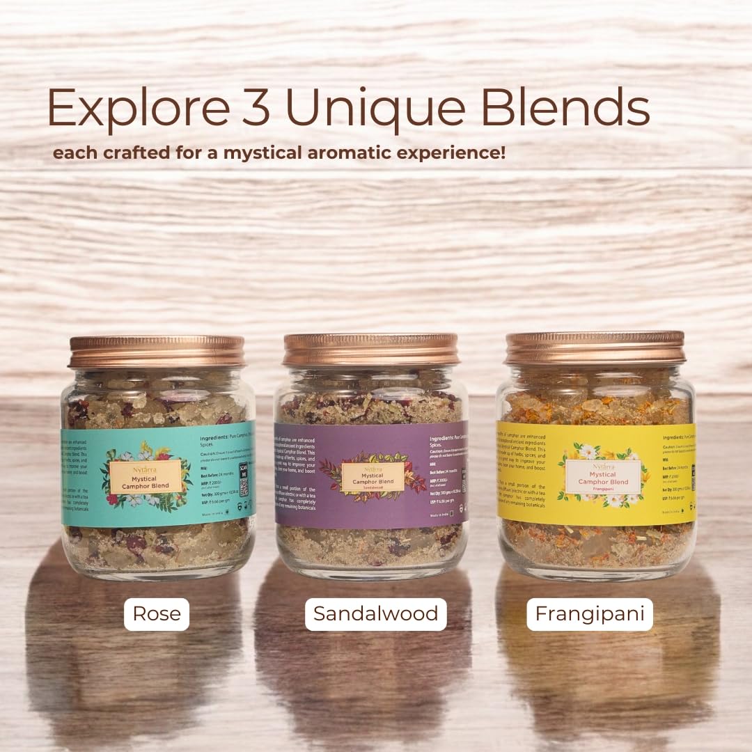 Nytarra Frangipani Mystical Camphor Blend - 300G | Pure Kapoor/Kapooram For Diffuser, Daily Use & Meditation | Infused With Herb