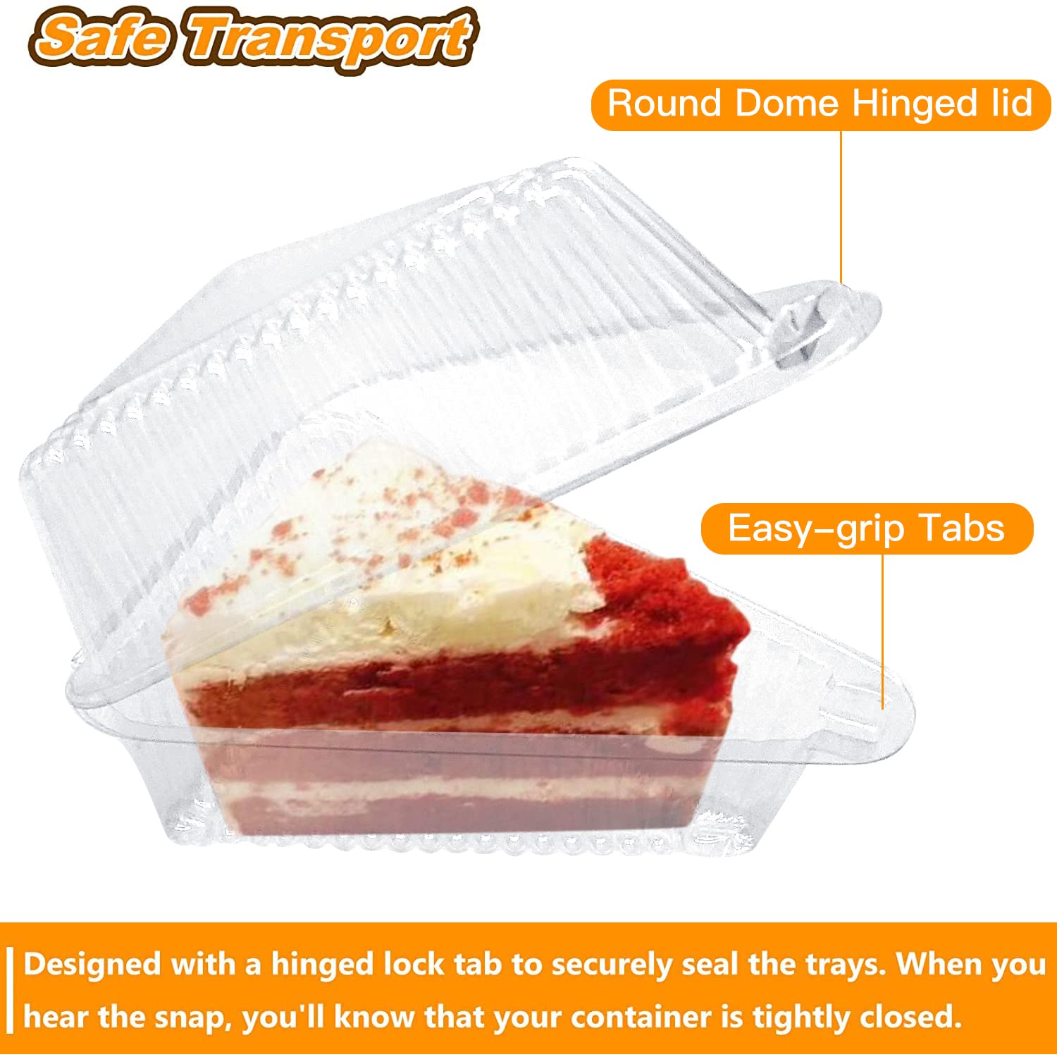 Goiio 100 Pieces Cake Slice Plastic Containers, 4.33 Inches Hinged Lid Cheese Cake Container, For Home, Bakery And Cafe