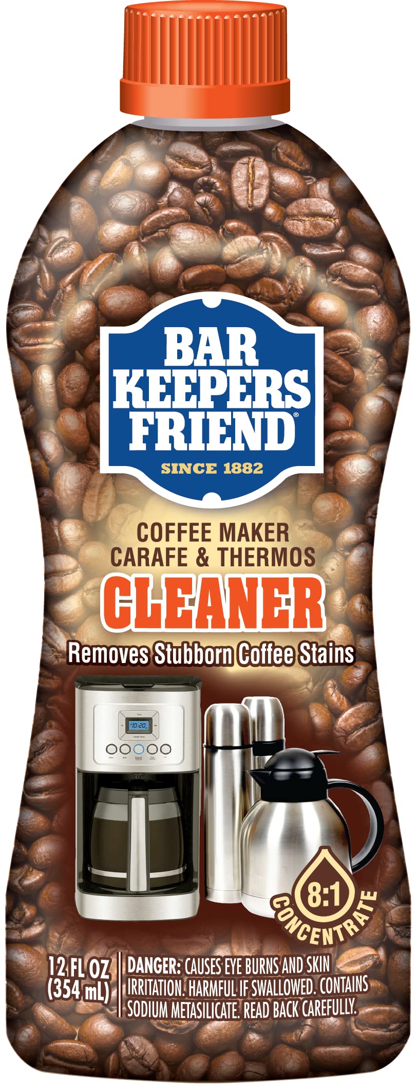 Bar Keepers Friend Coffee Maker Cleaner (12 Oz) - Removes Oily Residue, Tannins And Stains - For Single-Cup And Automatic Drip C