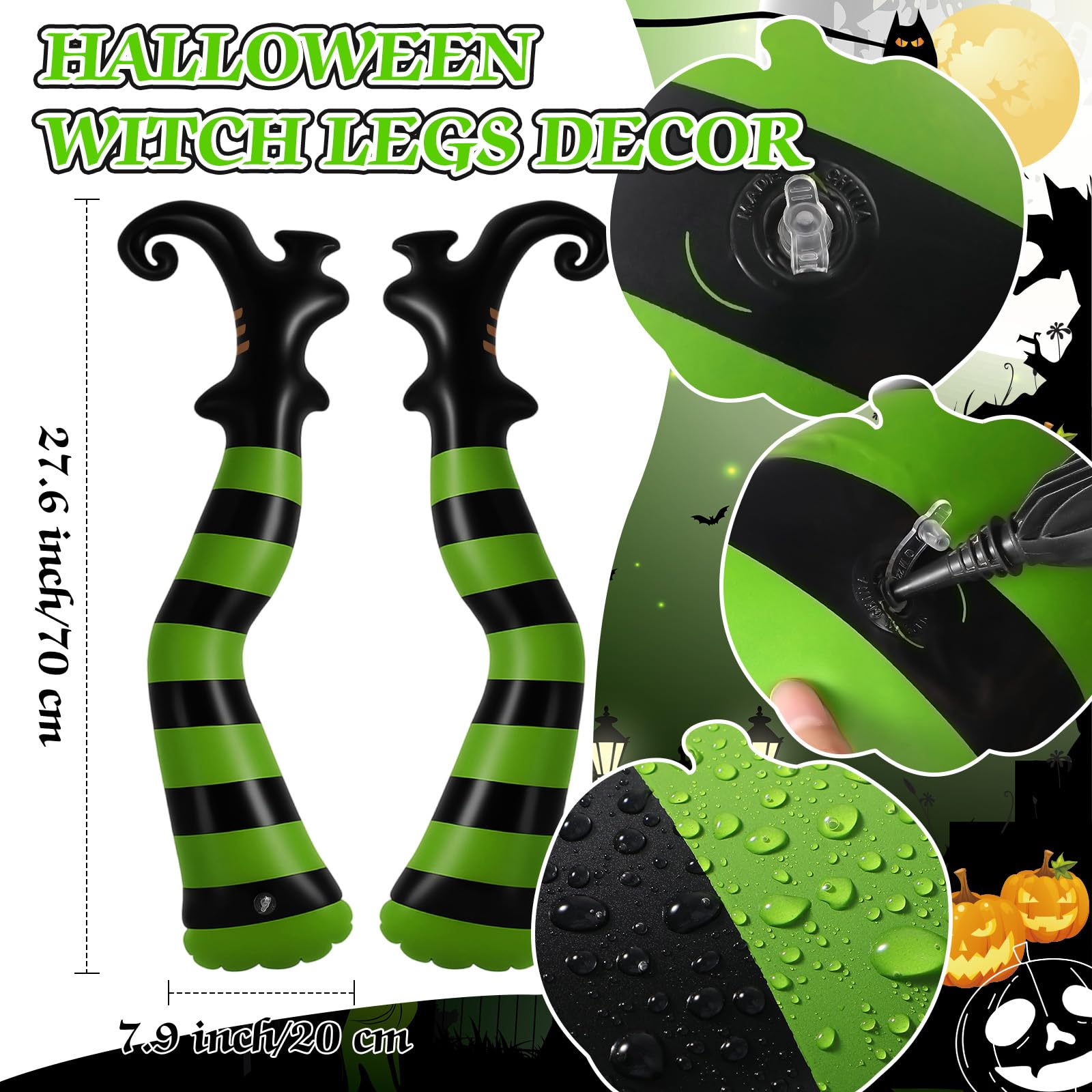 Soulchen Set of 2 Halloween Witch Legs Yard Decoration 27.6 x 7.9 Inch Inflatable Evil Witch Legs Props Large Halloween Upside D