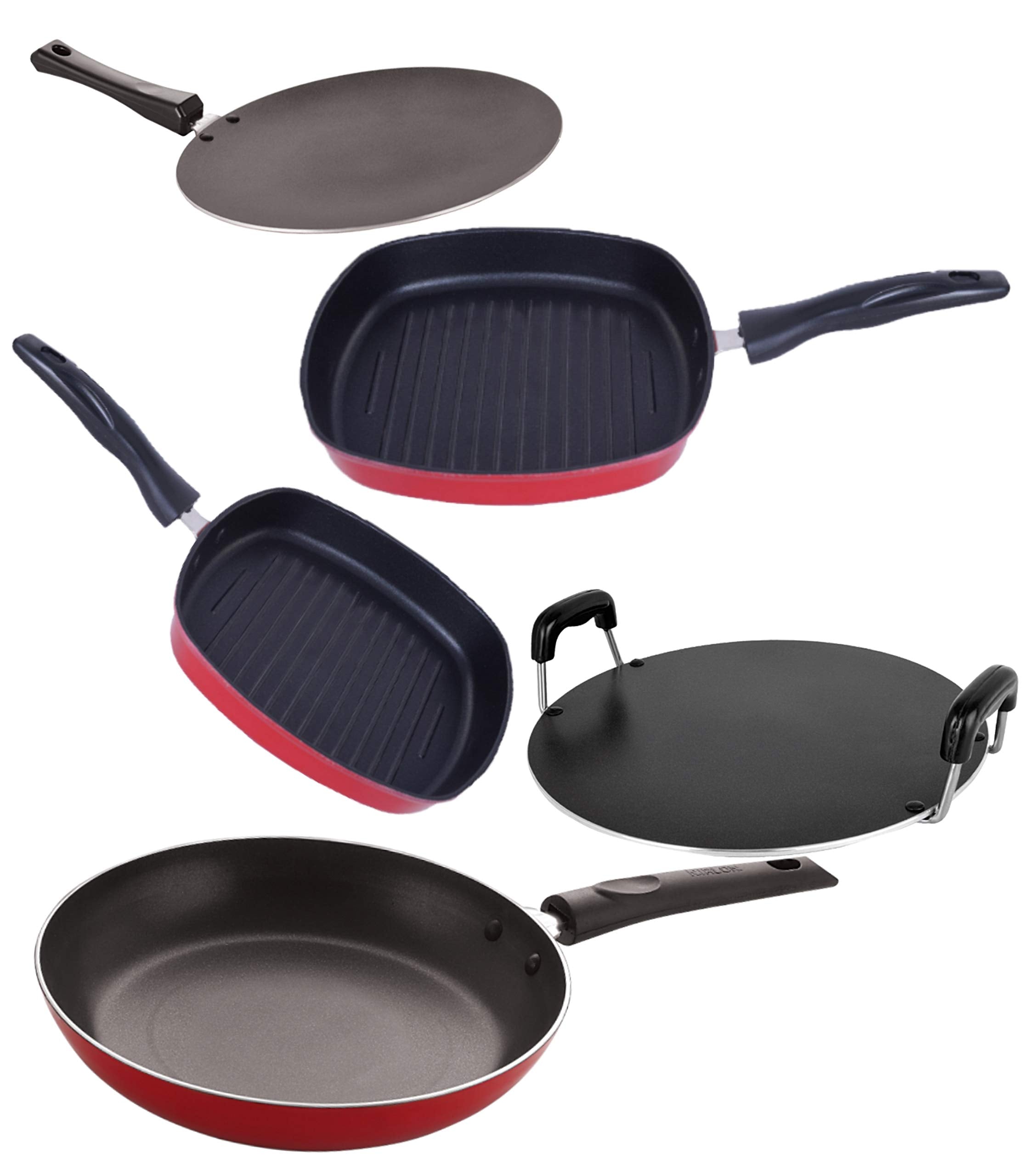 Nirlon Aluminium Non Stick Cookware Set Of 5 Pieces Combo For Wedding Gift(Ct11_Gp22.5_Gp24_Rt_Tp24)