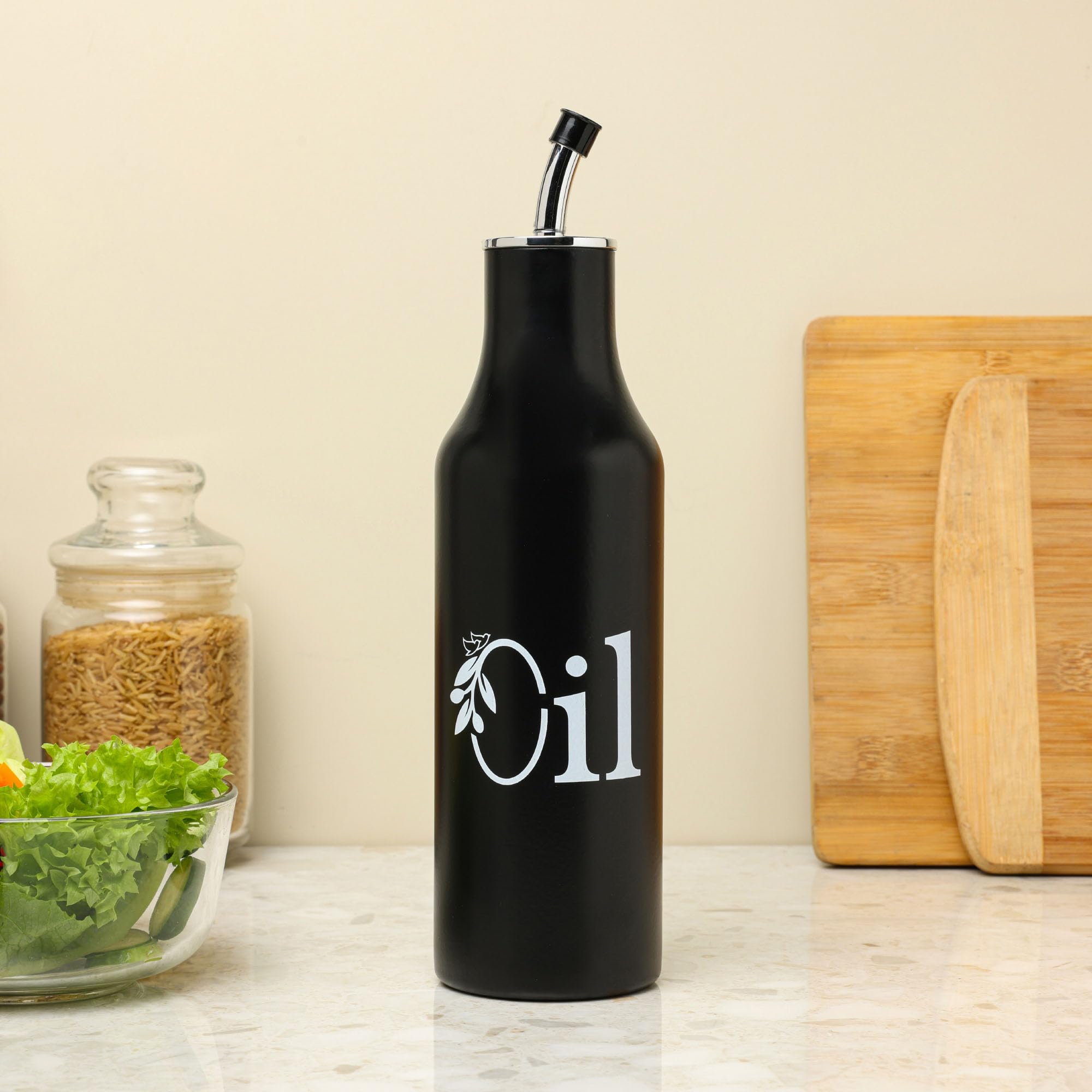 Dudki 1 Litre Stainless Steel Oil Pourer | Oil Dispenser For Kitchen | Cooking Oil Bottle For Kitchen | Cooking, Home, Restauran