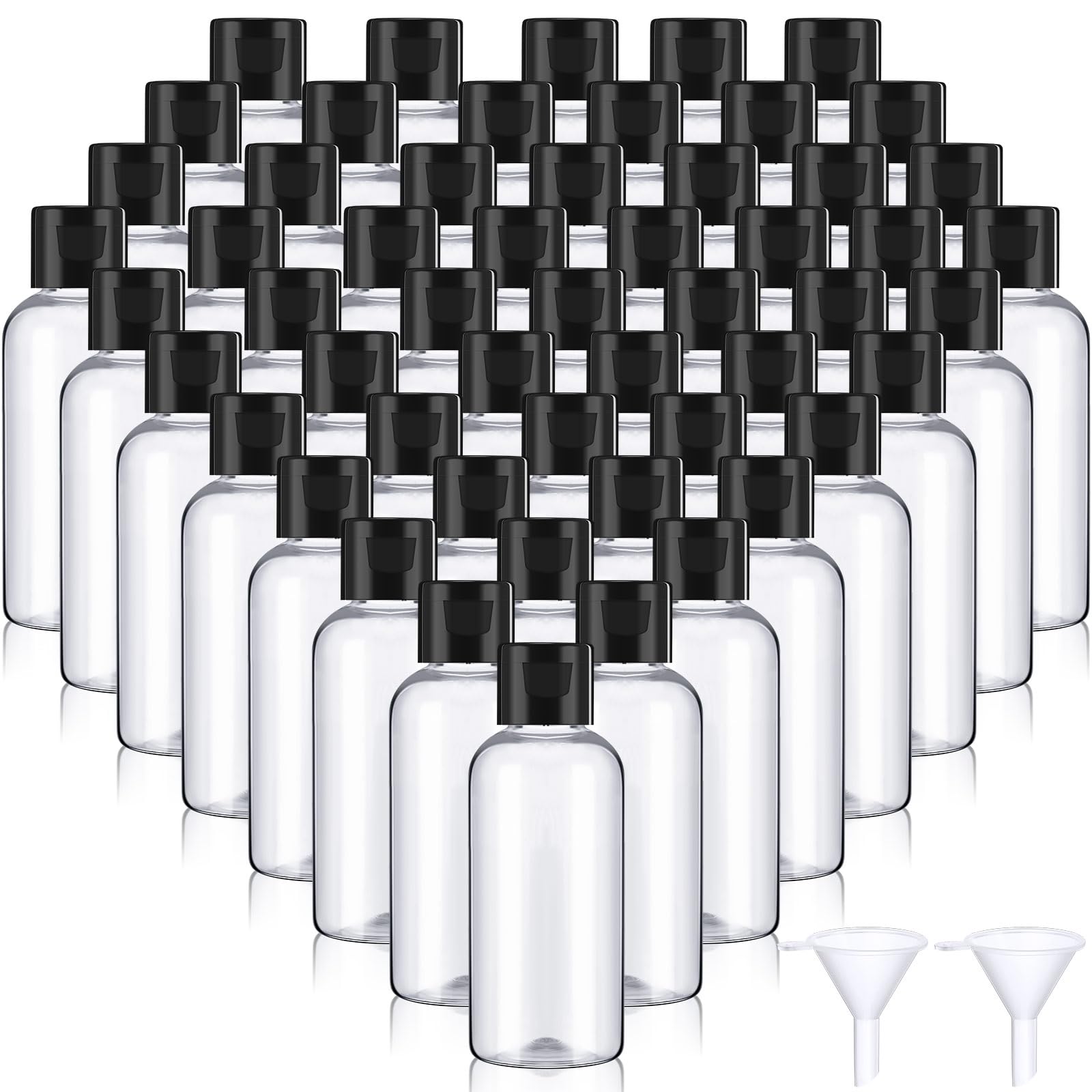 Mifoci 100 Pcs Small Plastic Bottles With Caps 2 Oz Clear Empty Squeeze Bottle With Flip Cap Small Refillable Transparent Travel