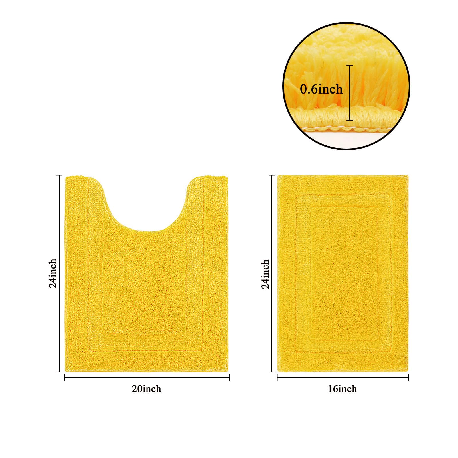 Shacos Small Bathroom Toilet Rugs Set Of 2 Pieces Bath Mats With U Shape Toilet Mats 16X24 + 20X24 Inch Soft Absorbent Bath Rugs