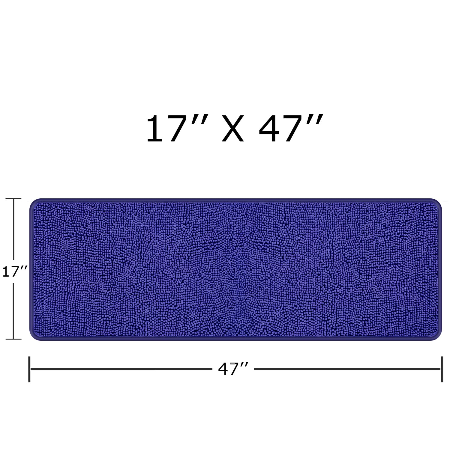 Pureswan Royal Blue 47 X 17 Bathroom Rugs - Absorbent And Washable Bath Mat, Non-Slip, Thick Soft Chenille Bath Rugs For Bathroo