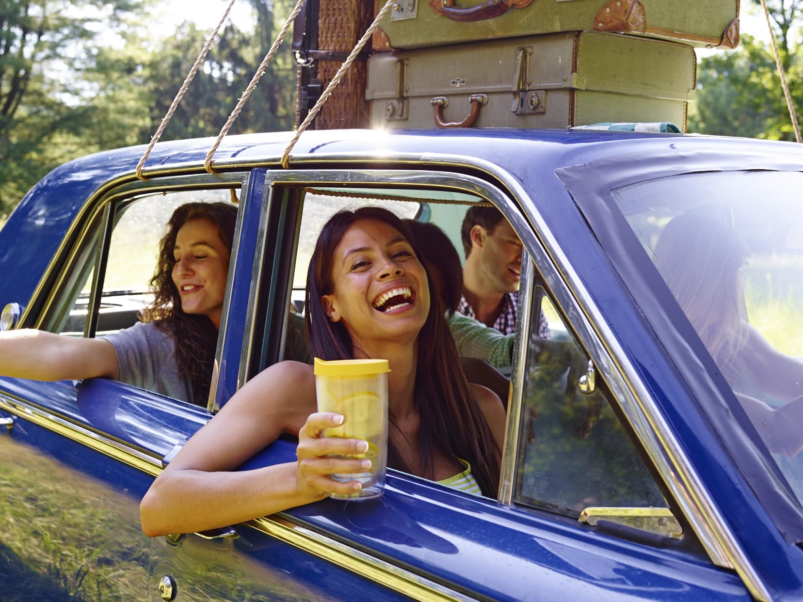Tervis Clear & Colorful Lidded Made in USA Double Walled Insulated Tumbler Travel Cup Keeps Drinks Cold & Hot, 16oz, Orange Lid