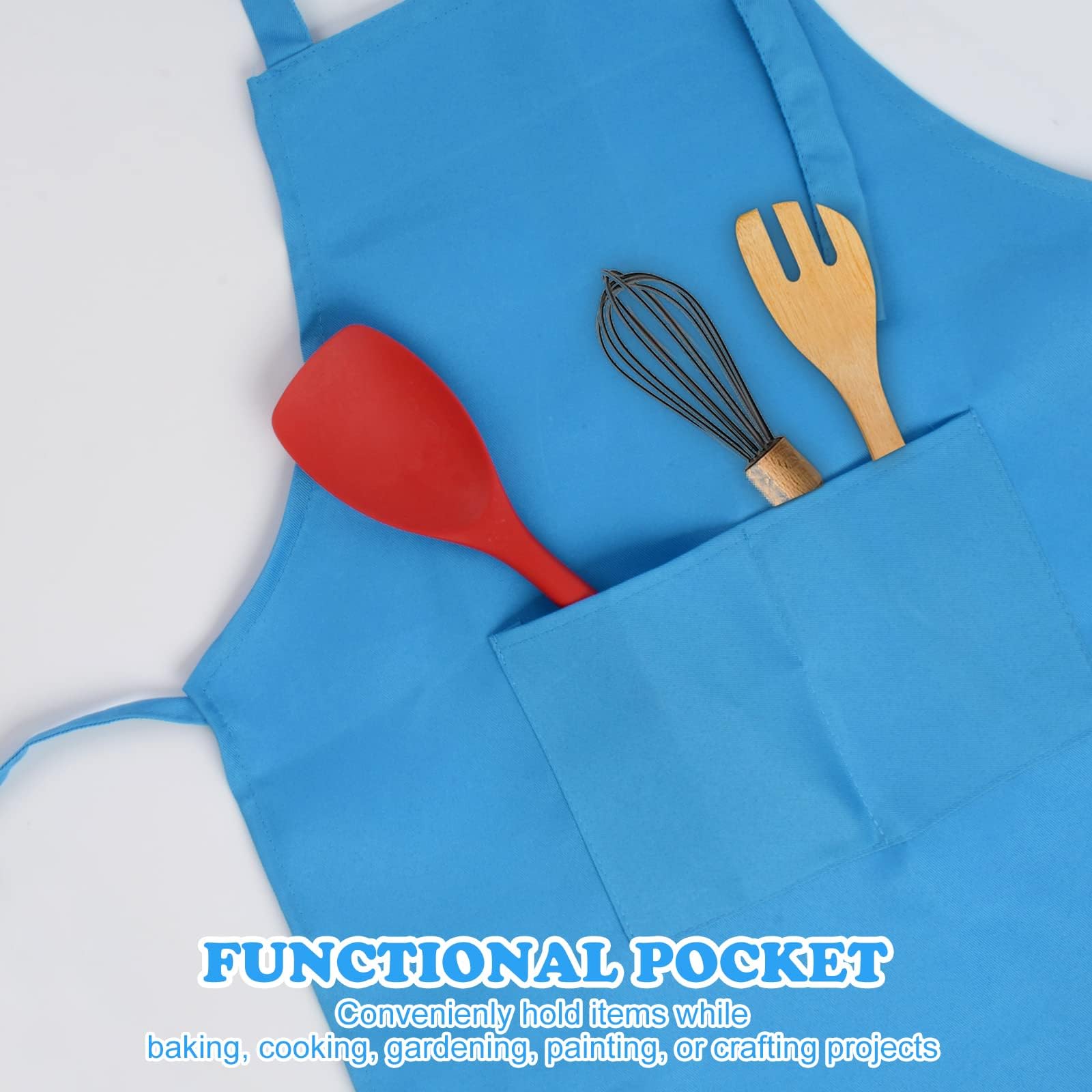Sinland Kids Apron With Pocket 2 Pack Children Chef Apron For Cooking Baking Painting (M:6-12 Years)