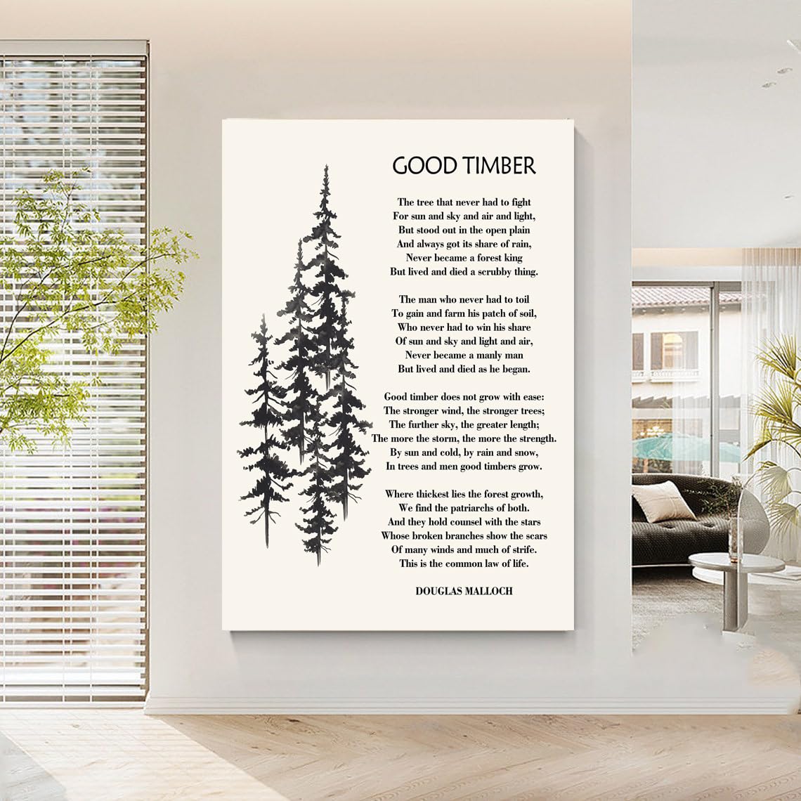 Mokihidream Good Timber Wall Art  Good Timber Canvas Print Wall Decor  Douglas Malloch Quote Inspirational Wall Art  Famous Poem