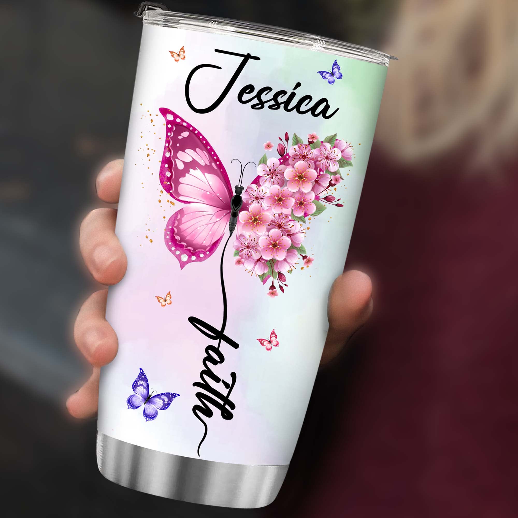 Bechusky Christian Gifts Religious Gifts For Women Woman Butterfly Jewelry Style Tumbler Cup Unique Birthday Gifts For Women, Mo