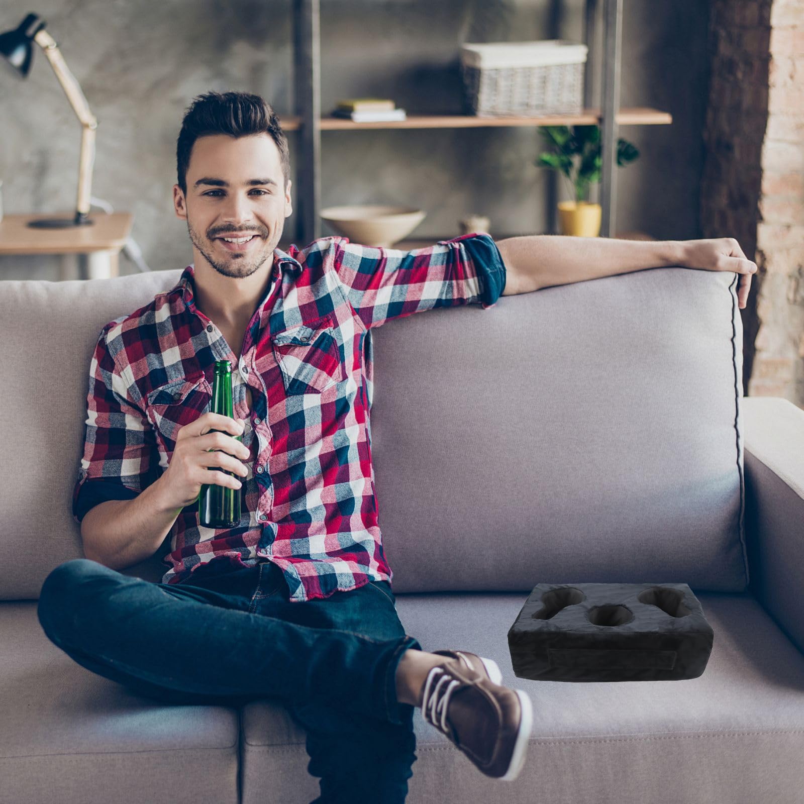 Weryerker Sofa Cup Holder, Couch Cup Holder Pillow, Sofa Arm Table, Sofa And Bed Drink Caddy, Remotes Holder For Rv, Car, Beach(