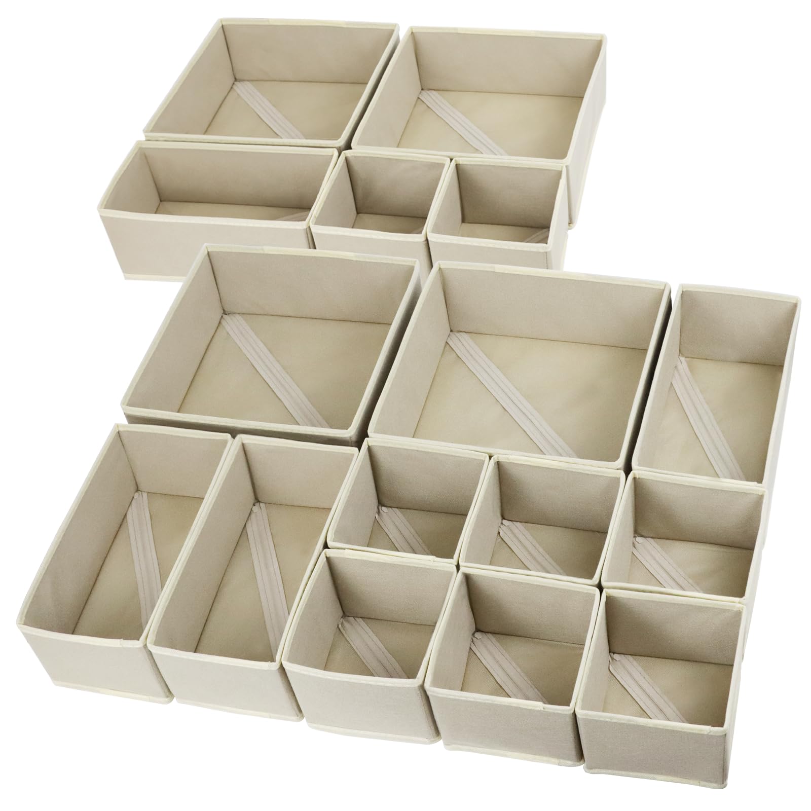 Fordonral 16 Pcs Drawer Organizer,Fabric Closet Organizer and Storage Baskets,Foldable Drawer Divider for Clothing,Sock,Ties,Und