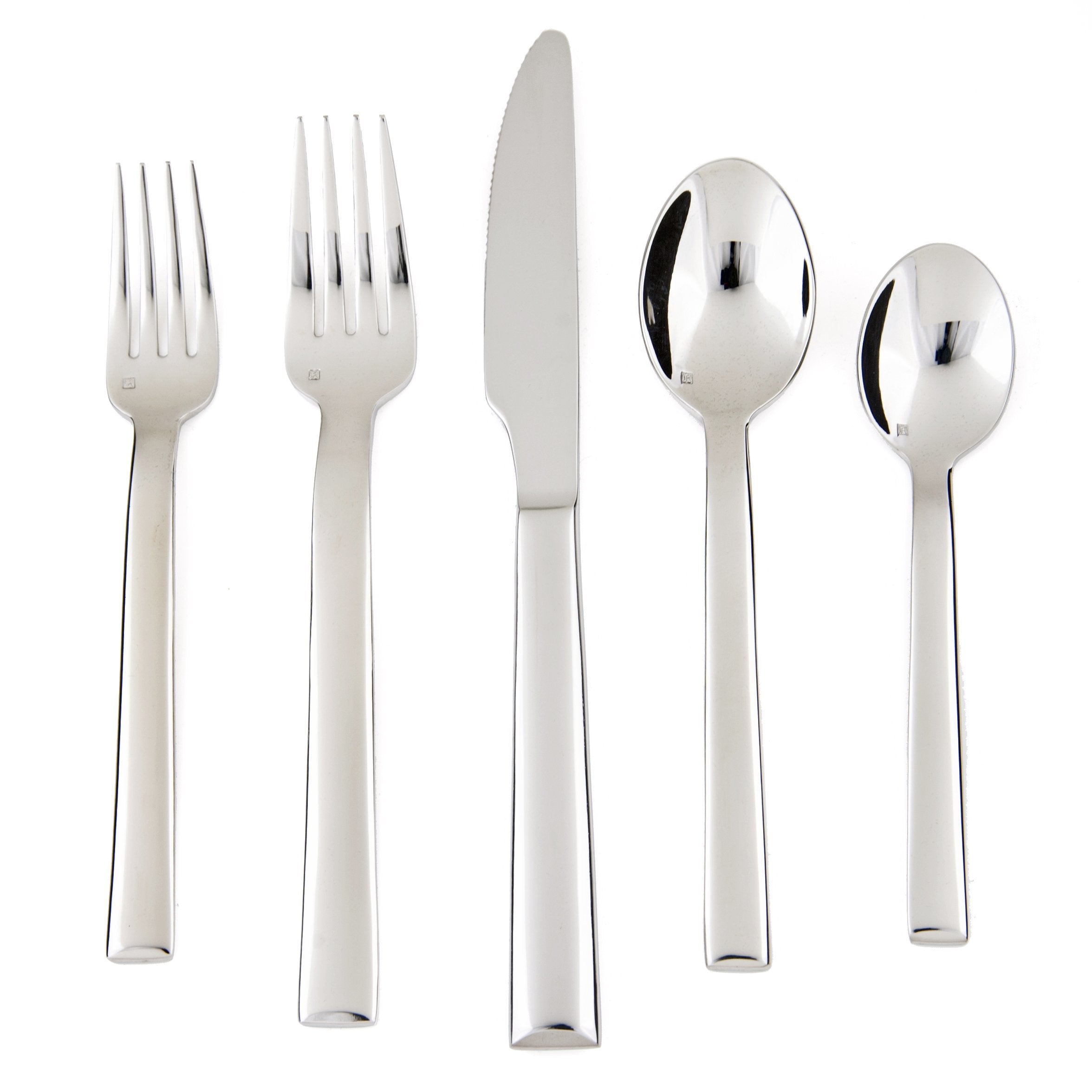 Fortessa Still 18/10 Stainless Steel Flatware, 5 Piece Place Setting, Service For 1,Silver