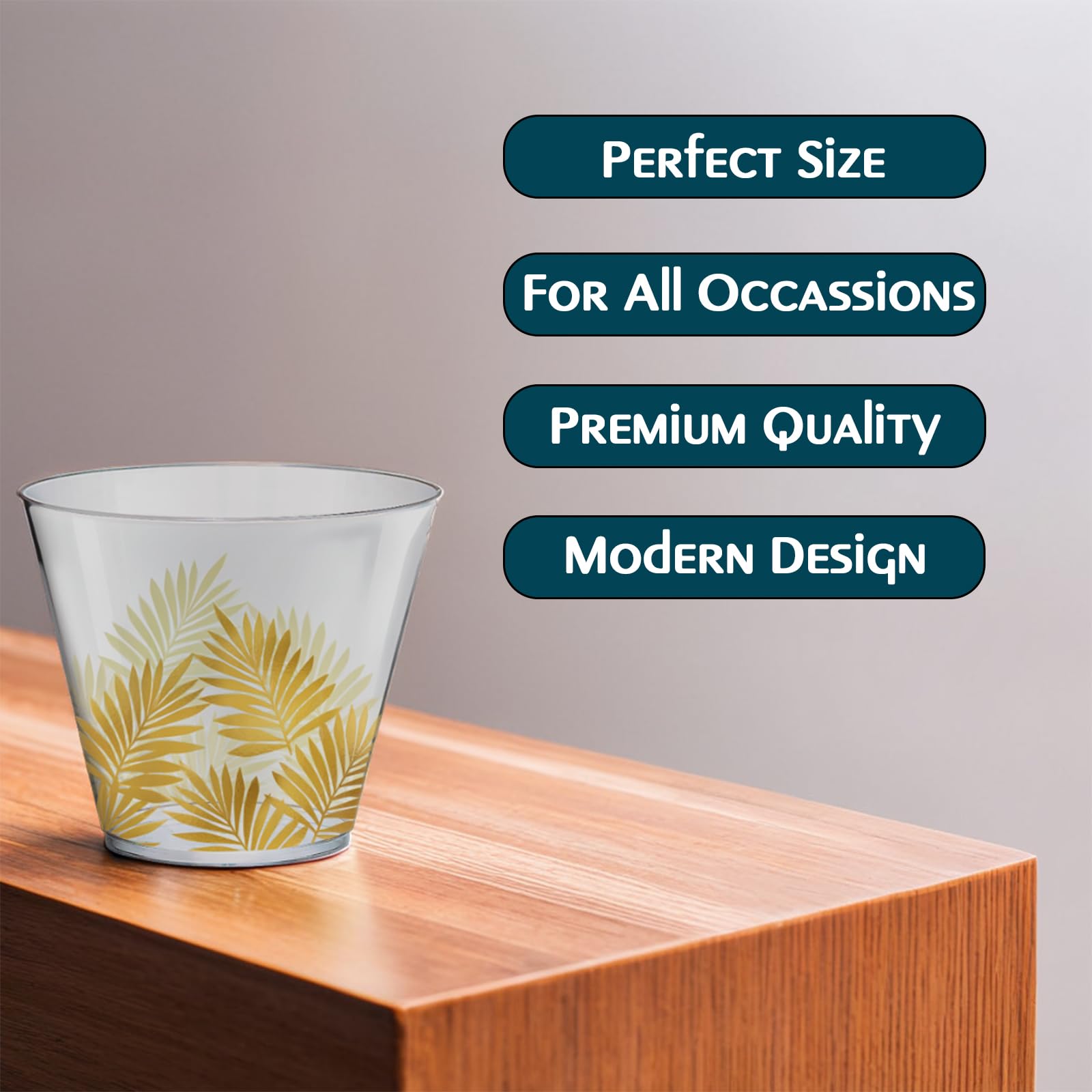 Golden Key West Plastic Tumblers - 9 Oz. (Pack Of 30) - Perfect For Outdoor Events, And Poolside Celebrations