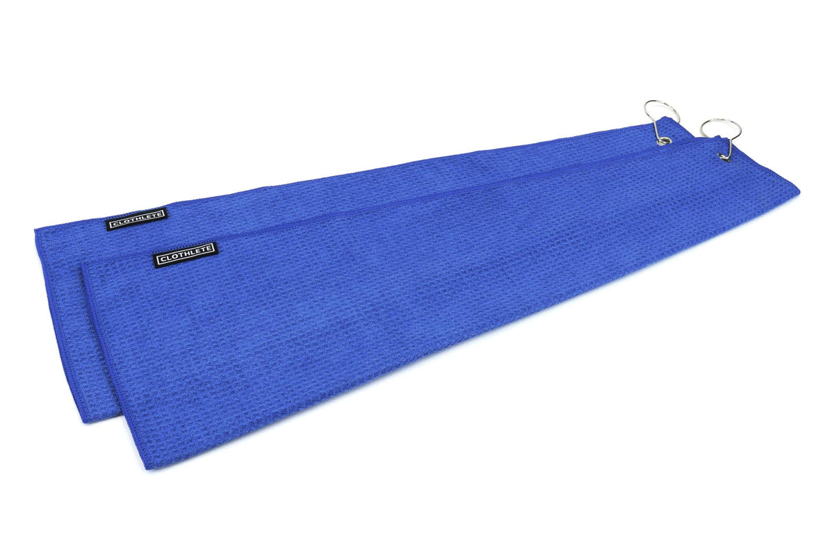 Clothlete Hook & Grommet Microfiber Golf Bag Towel 2 Pack (Blue)