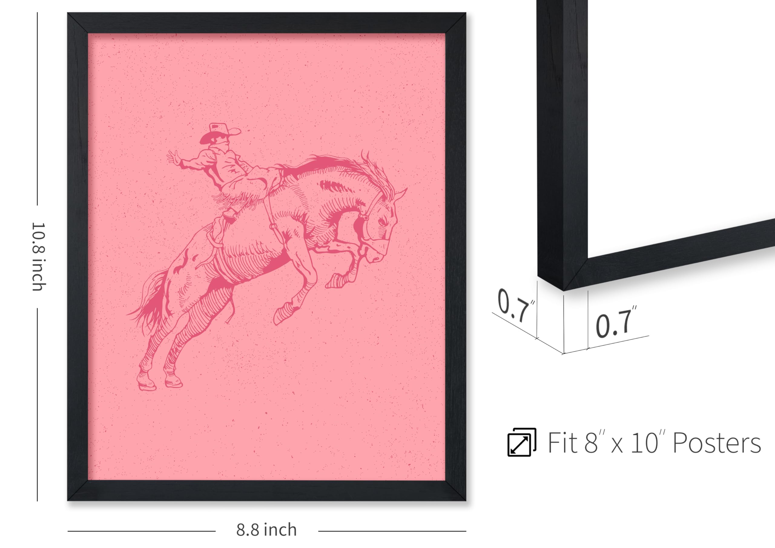 Poster Master Cowboy On Bucking Horse Poster - Retro Pink Rodeo Print - Cowboy Art - Western Art - Wild West Art - Gift For Him