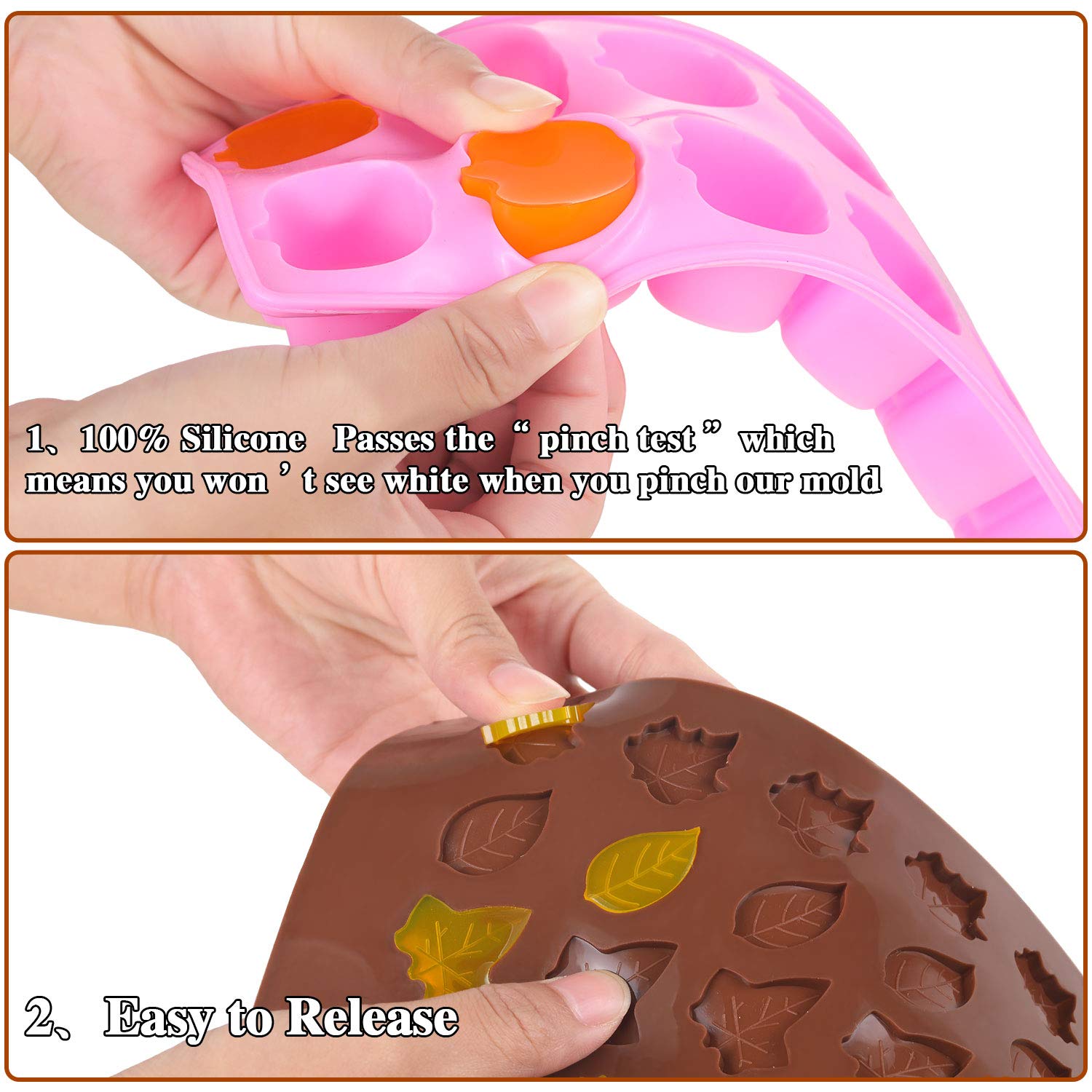 4 Pieces 3D Fall Candy Molds Halloween Pumpkin Candy Mold Thanksgiving Maple Leaf Shaped Fall Candy Chocolate Mold Ice Cube Tray