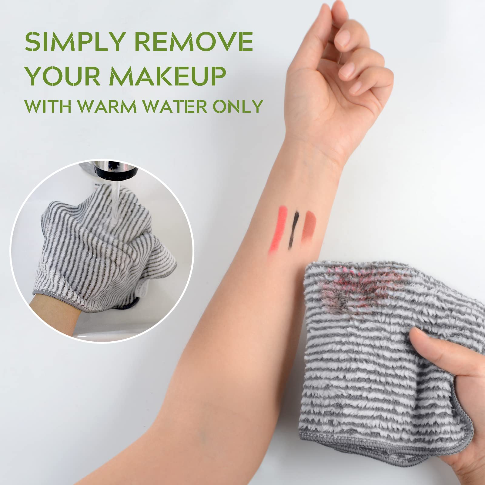 Sinland Microfiber Face Towels Ultra Soft Facial Washcloths Face Cloth For Bath 12Inch X 12Inch 6 Pack Stripe