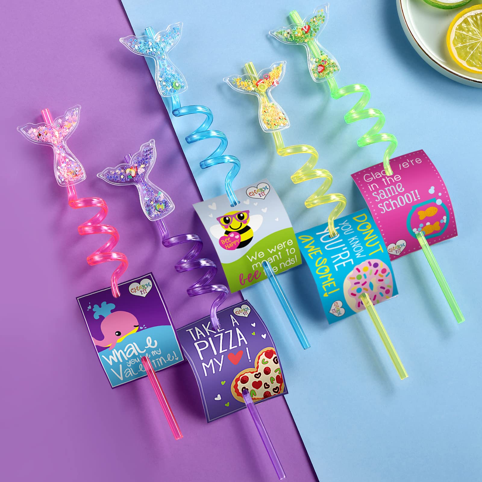 24 Glitter Mermaid Party Favors Mermaid Tail Drinking Straws For Mermaid Birthday Party Supplies With 2 Pcs Straws Cleaning Brus