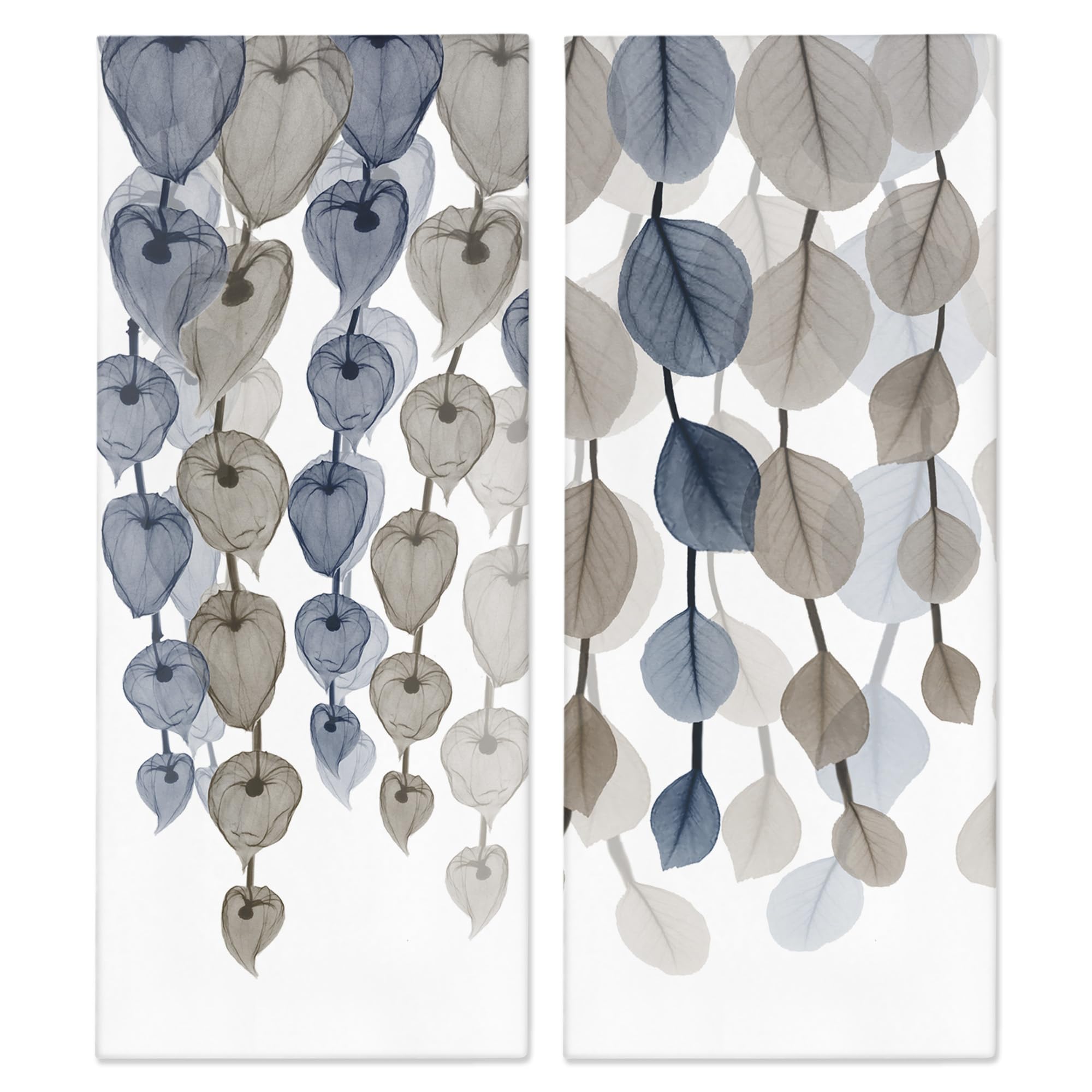Stupell Industries Neutral Opaque Blue Brown Cascading Leaves, Design By Albert Koetsier Canvas Wall Art, 2Pc, Each 13 X 30, 2 C