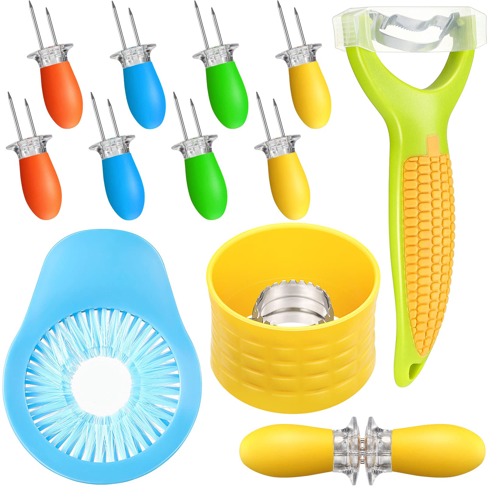 13 Pieces Corn Peeler Cob Corn Remover Corn Zipper Corn Silk Remover Corn Cob Holders Pins For Home Kitchen Restaurant Use