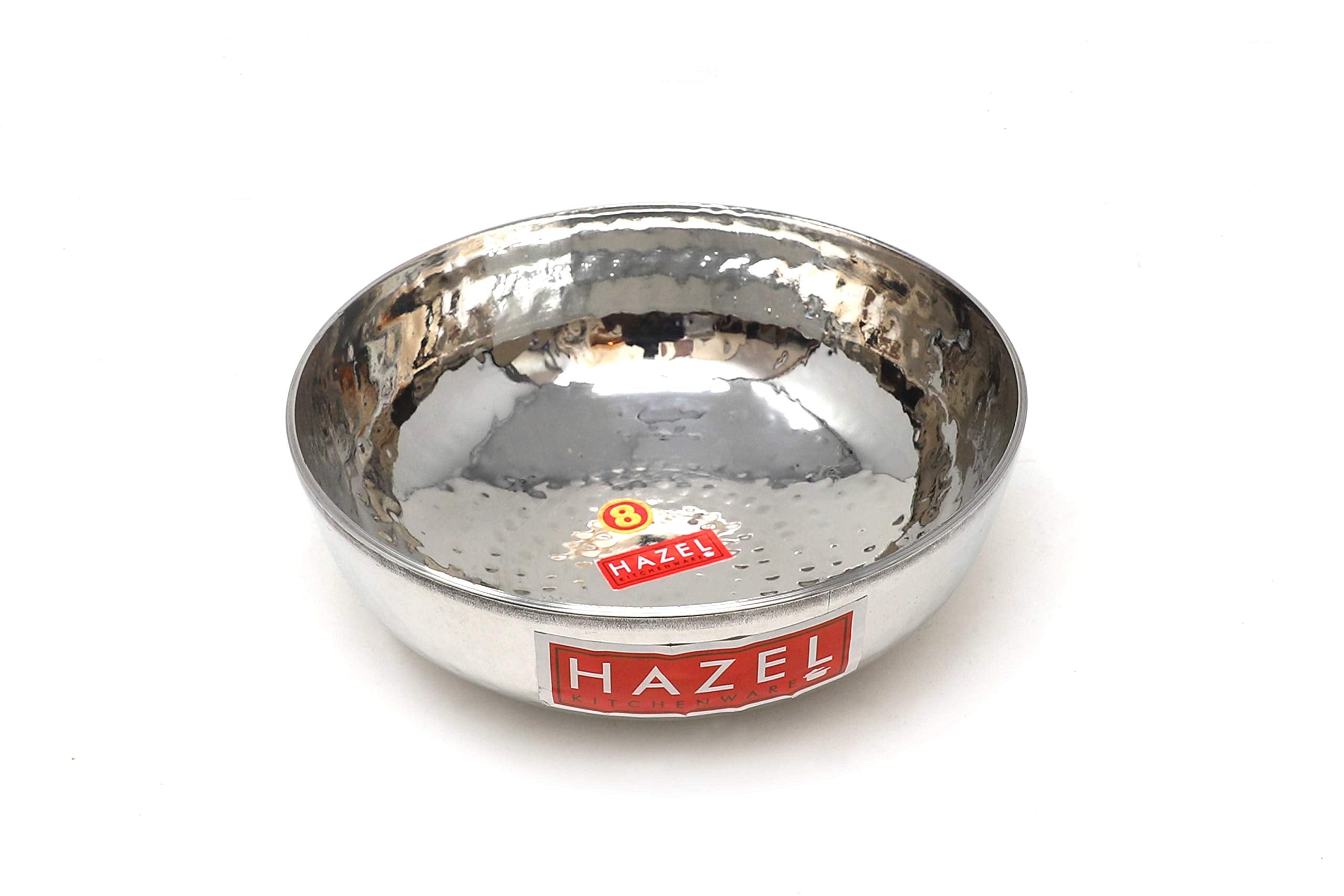Hazel Stainless Steel Kadai Without Handle | Hammered Tasra Kadhai, 700 Ml With Round Bottom | Multipurpose Kitchen Accessories 
