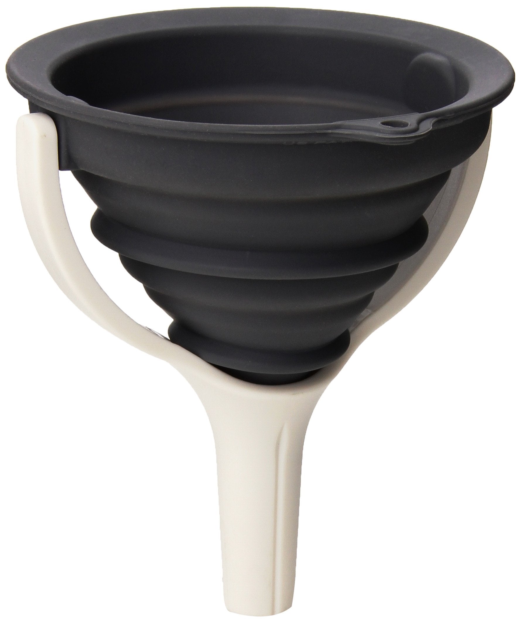 Dexas Pop Collapsible Silicone Funnel, 4.5 Inch Diameter, Gray And White