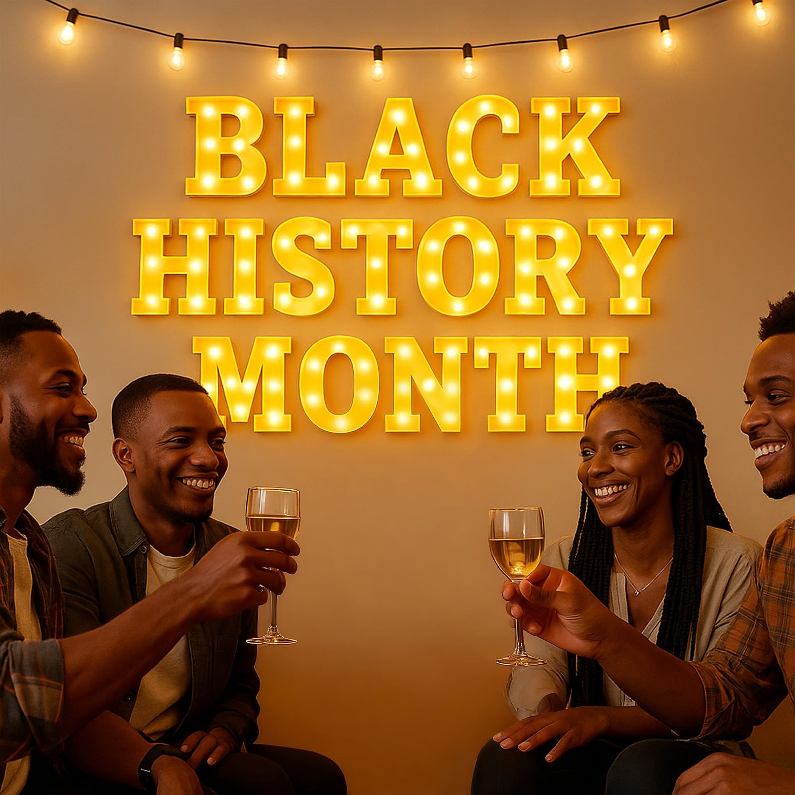 Honoson 17 Pcs Black History Month Decorations LED Letter Light Sign Cultural Theme Neon Event Signs Table Decor for African Ame