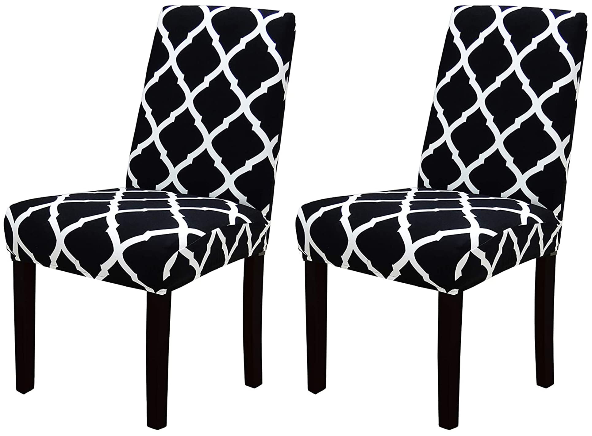 House Of Quirk Elastic Chair Cover Stretch Removable Washable Short Dining Chair Cover Protector Seat Slipcover (Pack Of 2, Blac