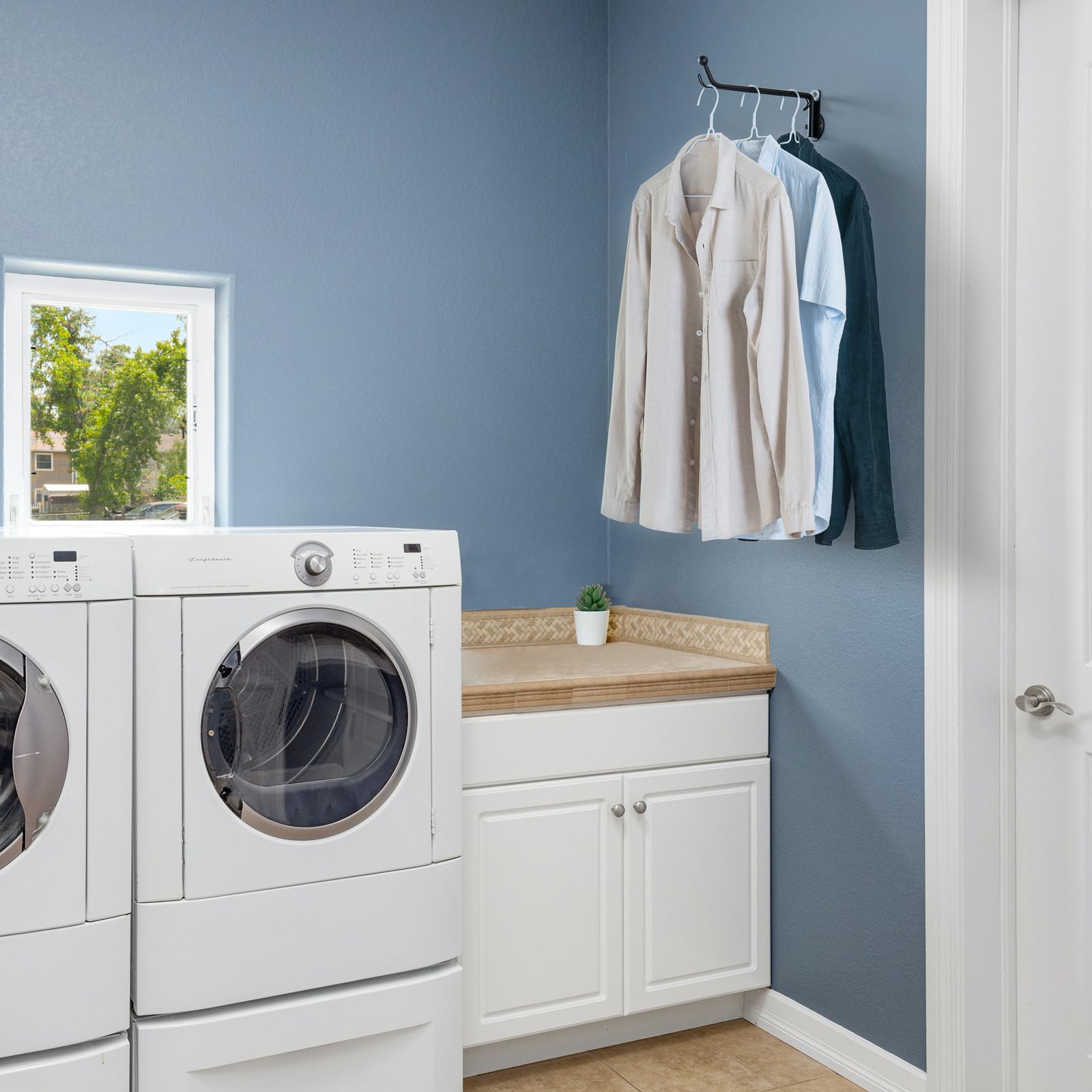 Mkono Wall Mounted Clothes Hanger Rack With Swing Arm Holder Valet Hook Metal Hanging Drying Rack Space Saving For Closet Organi