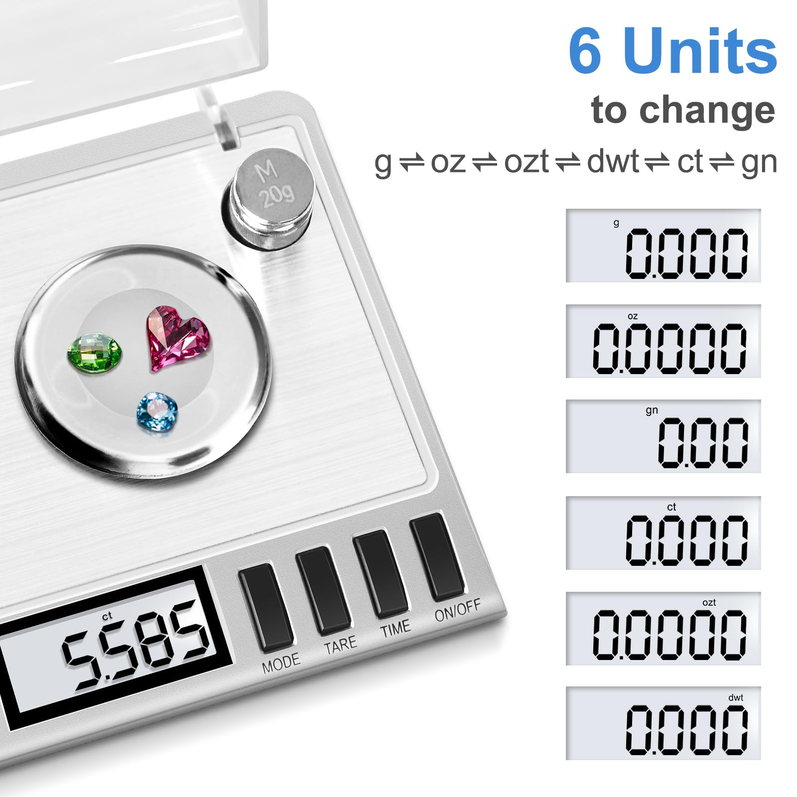 Fuzion Milligram Scale, 50G/0.001G Digital Milligram Scale With Calibration Weights, Jewelry And Gem Scale, Mg Scale For Powder