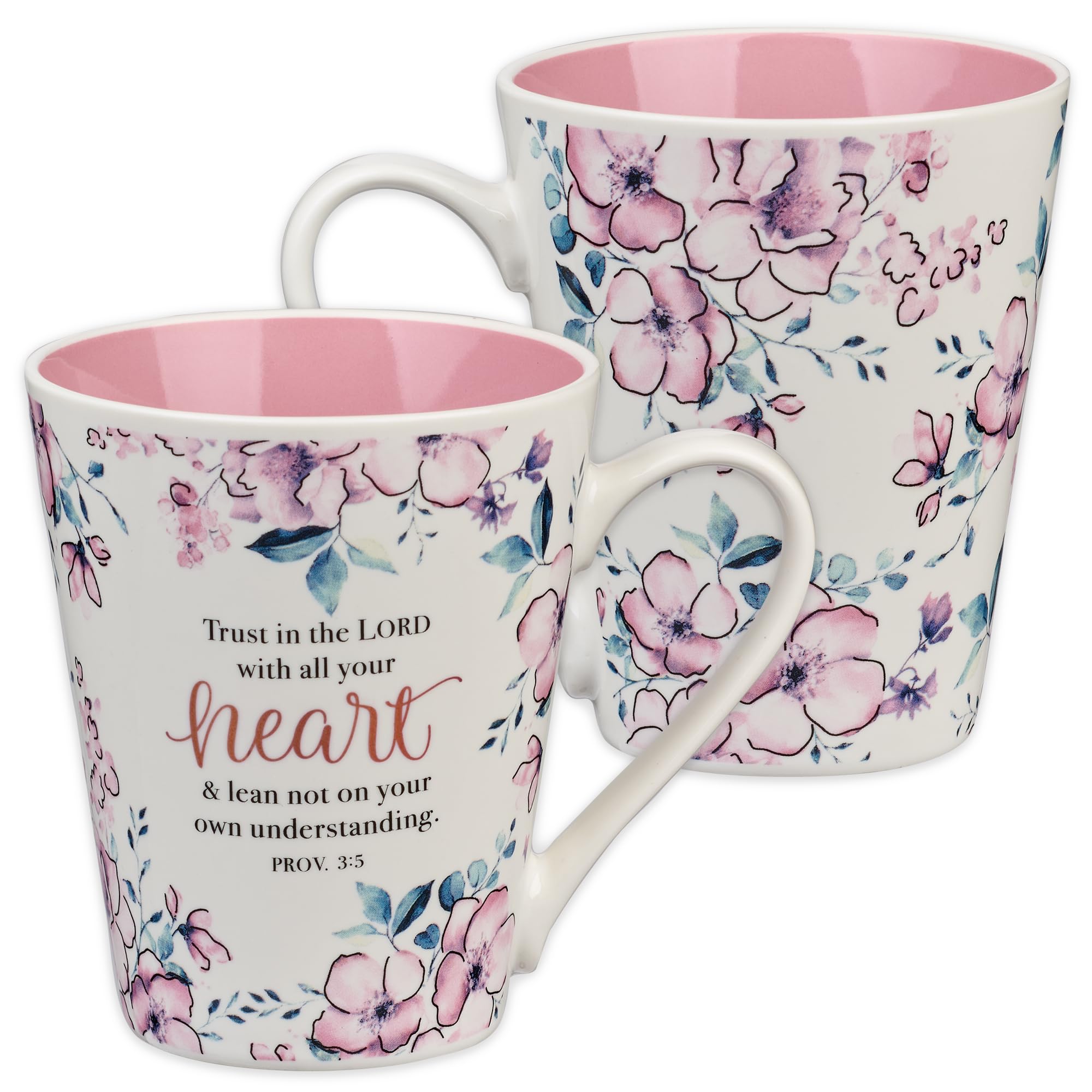 Christian Art Gifts Floral Pink Ceramic Coffee Mug - 14 oz. Lead and Cadmium-free Non-Toxic Inspirational Scripture Coffee and T