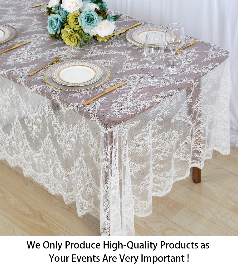 Shinybeauty Lace-Tablecloth-Rectangular 60X120-Inch Lace Table Cloth 2 Pack Floral Lace Tablecloth White Vintage Table Cover Flo
