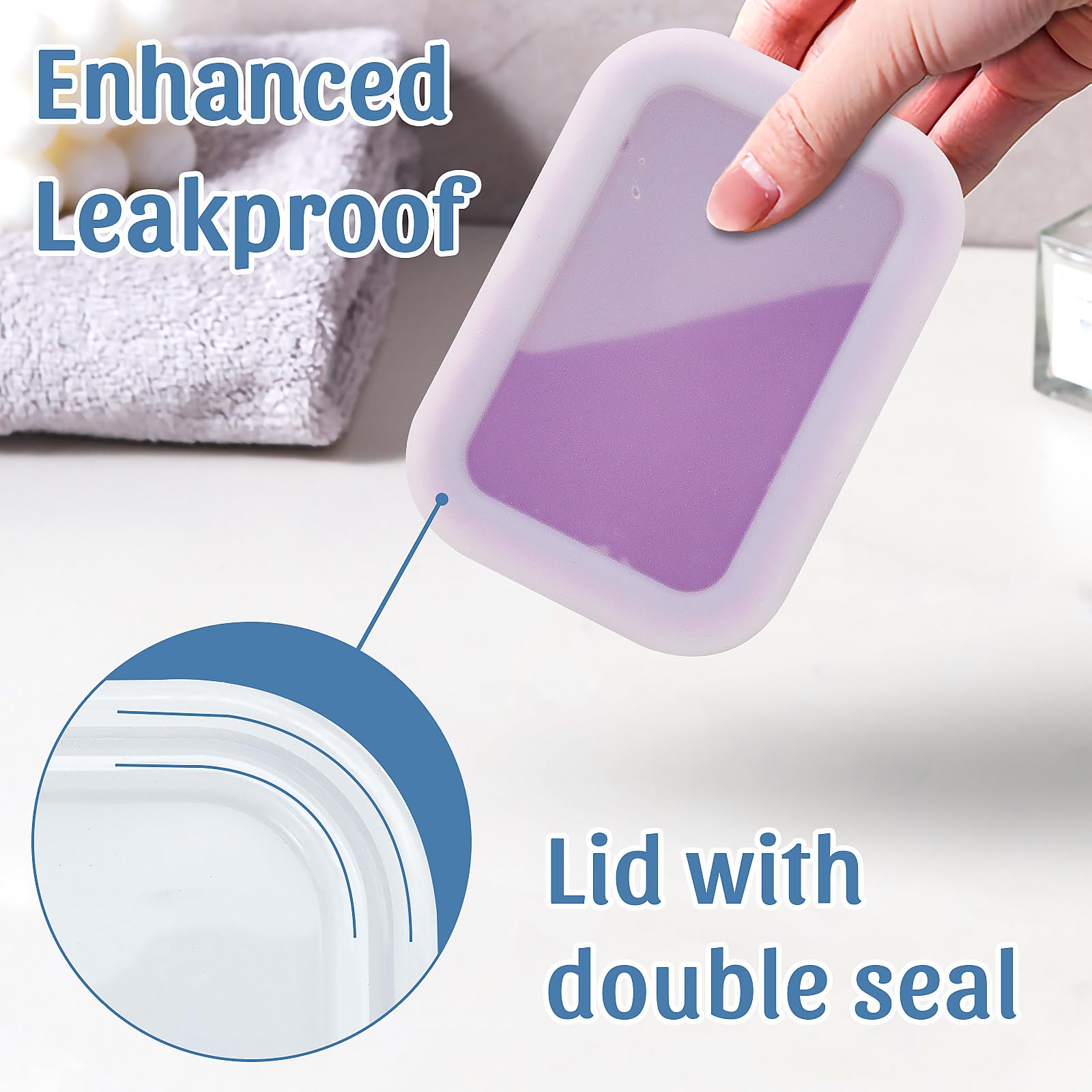 Ozner Enhanced Leak Proof Travel Soap Case, Silicone Travel Soap Holder With Drainage Pad, Compact Shampoo Bar Travel Case, Shat