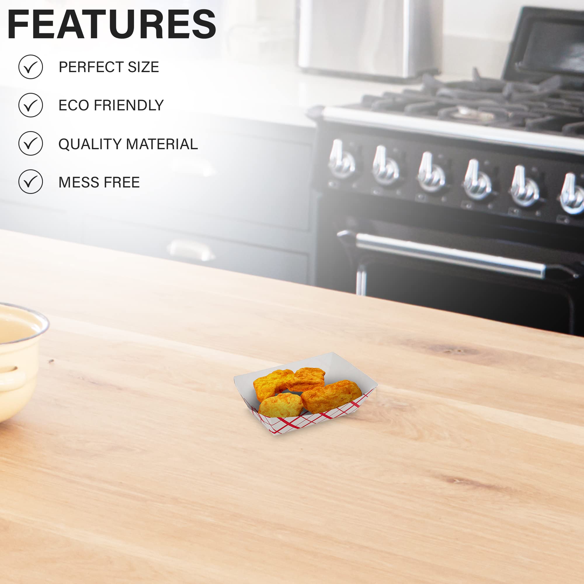 Mt Products 1/2 Lb. Small Plaid Lunch Paper Food Trays For Food Truck (Pack Of 100) - Made In The Usa