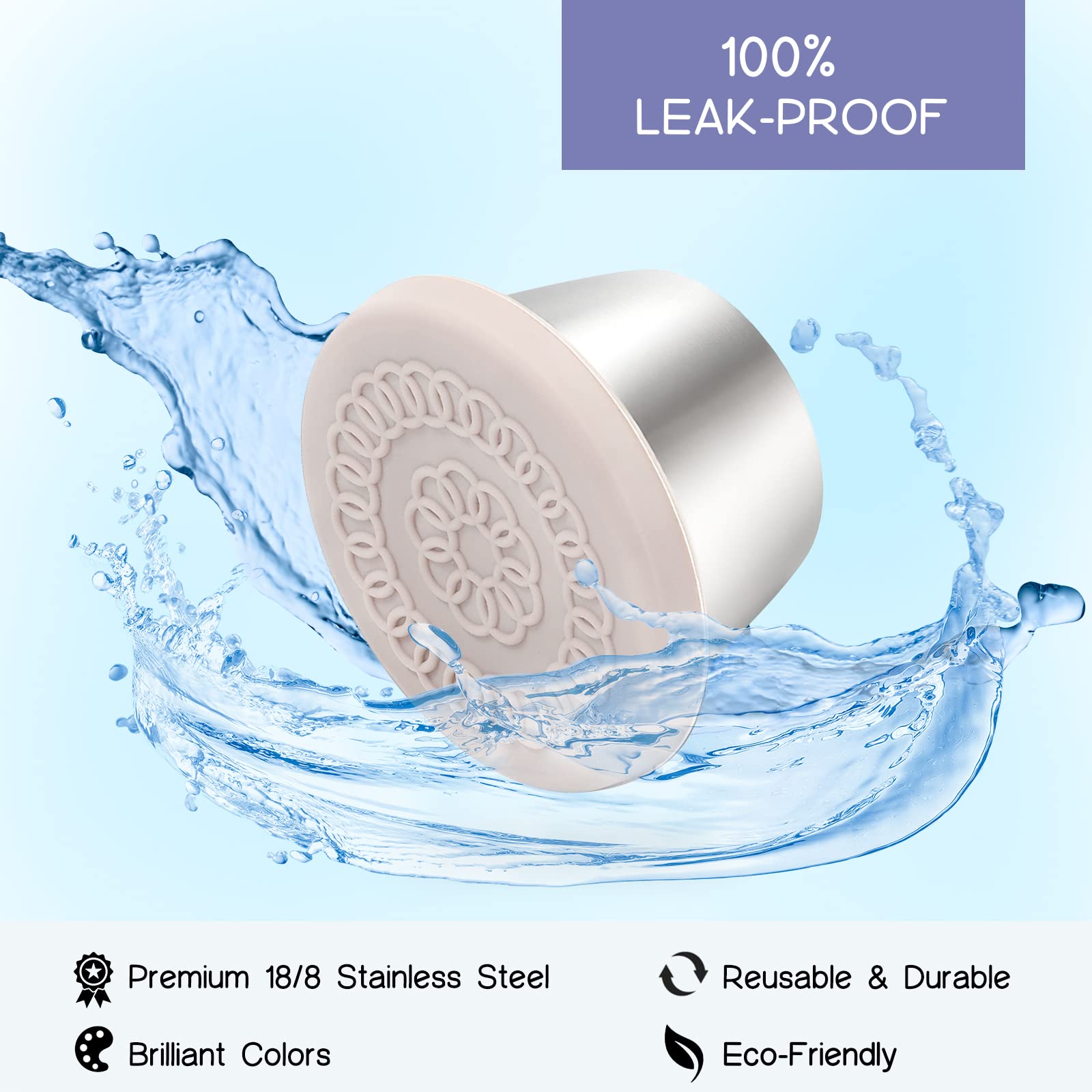 [8 Pack] Salad Dressing Container To Go, 2.4Oz Small Condiment Containers With Leakproof Silicone Lids, Reusable Stainless Steel